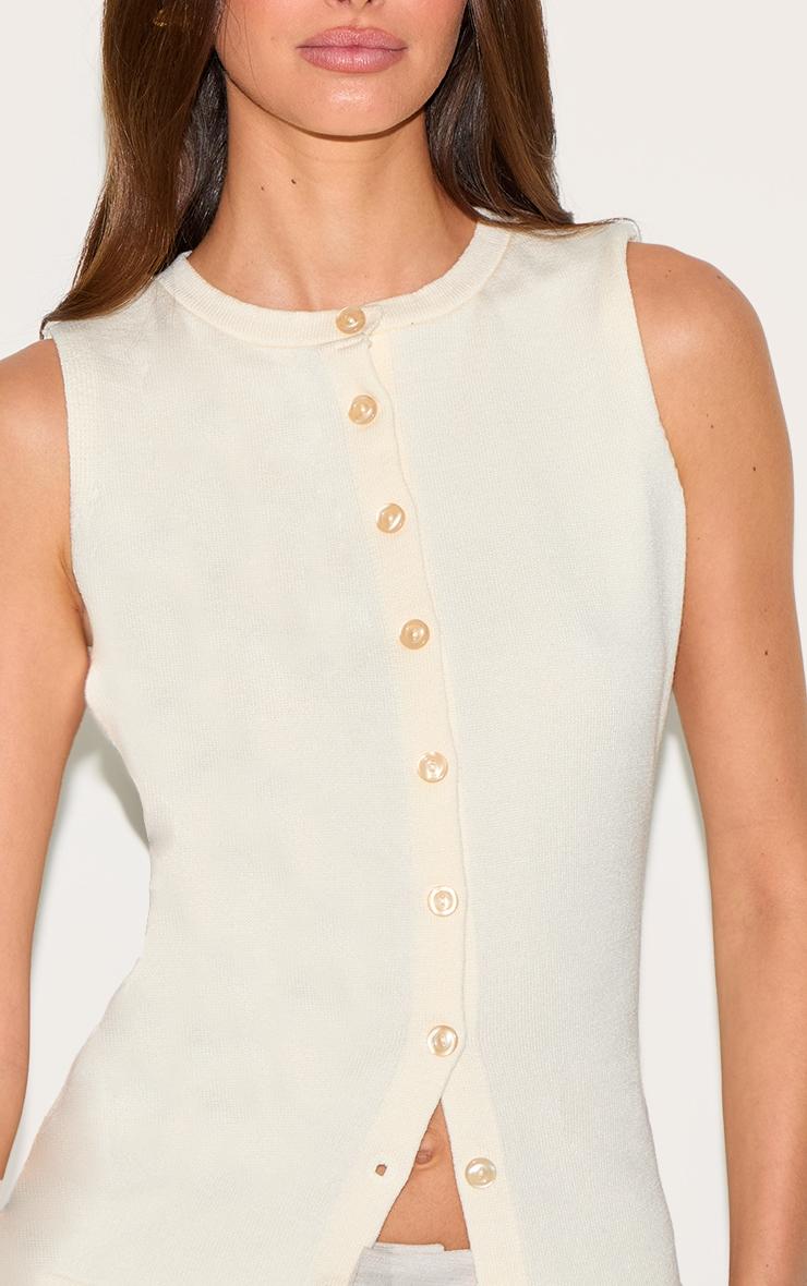 Cream Button Through Sleeveless Top Product Image