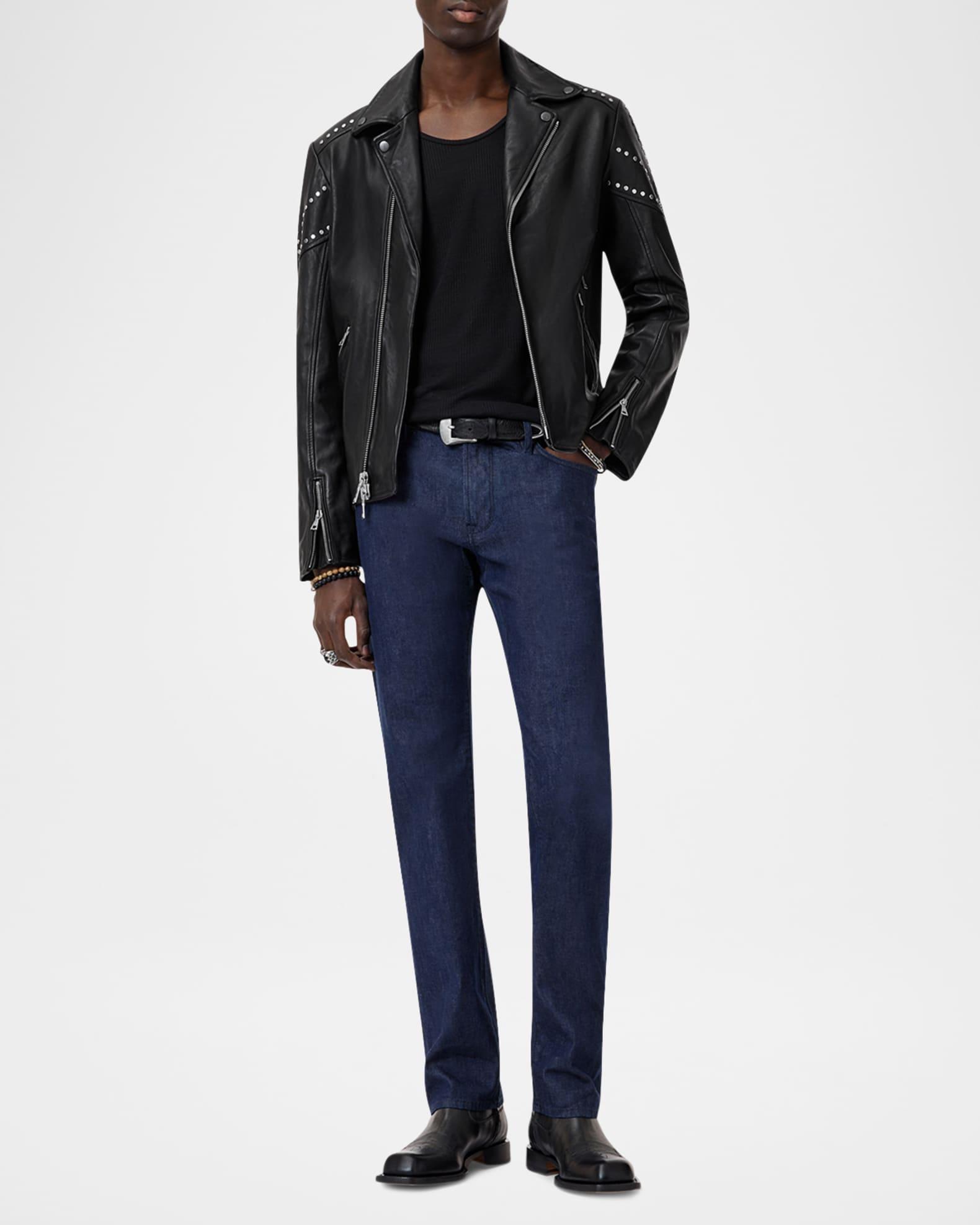 Men's Daniel Studded Leather Biker Jacket Product Image