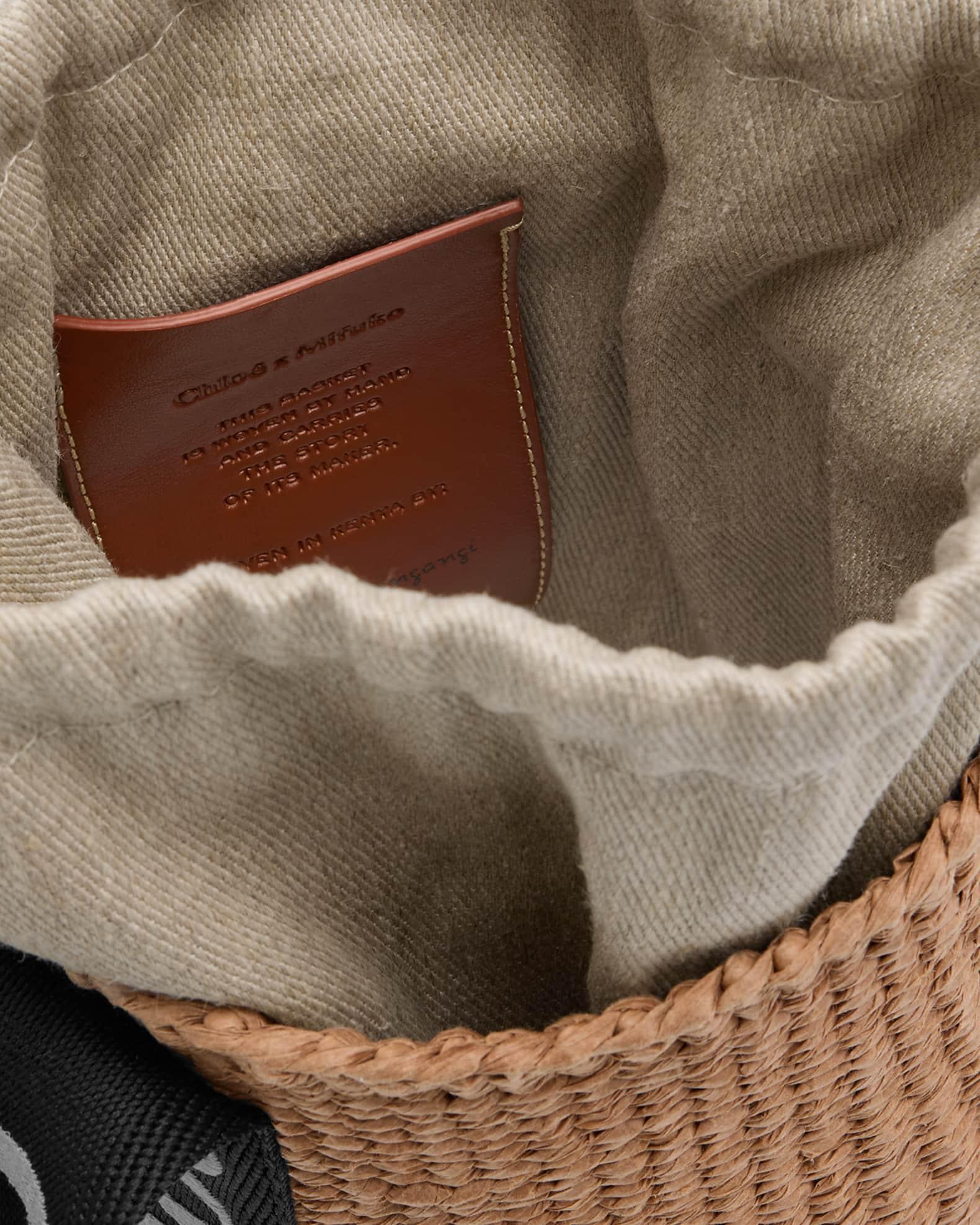 Woody Small Mifuko Basket Bag in Fair Trade Paper Embellished with Linen Product Image