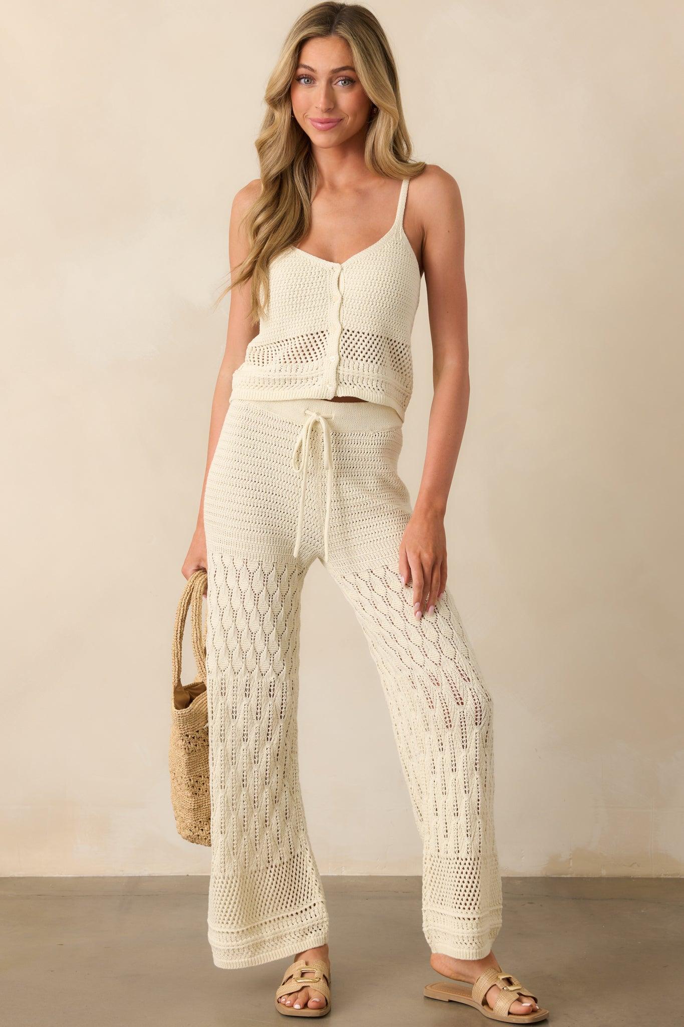 Z Supply Ivory Tay Crochet Cropped Tank Product Image