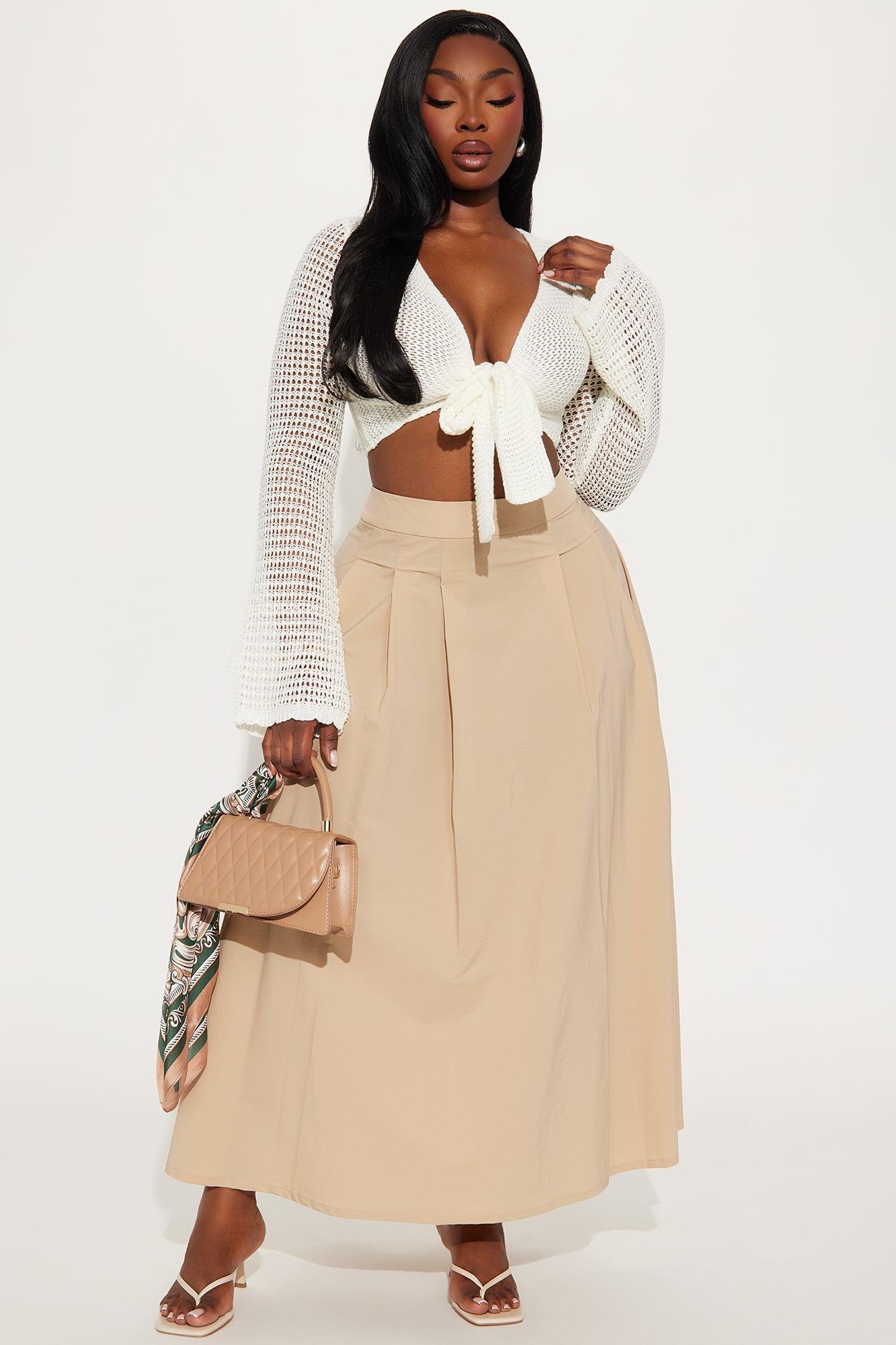 Alayah Pleated Maxi Skirt - Khaki Product Image