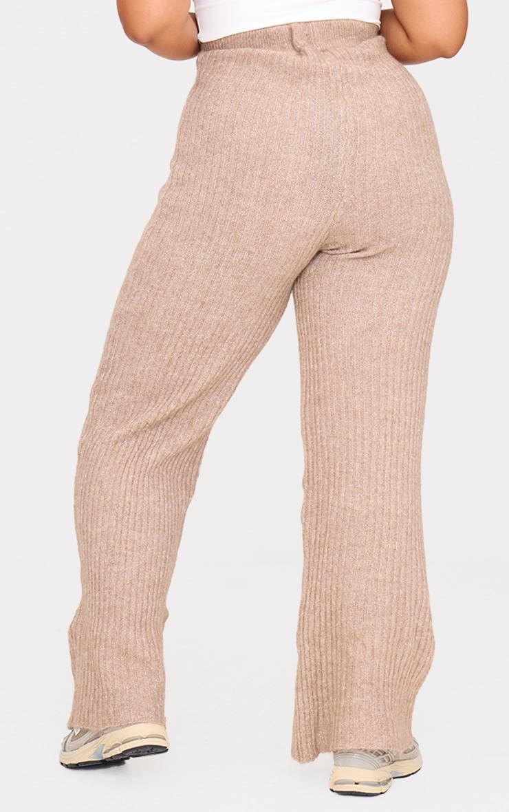 Plus Taupe Soft Knit Wide Leg Pants Product Image