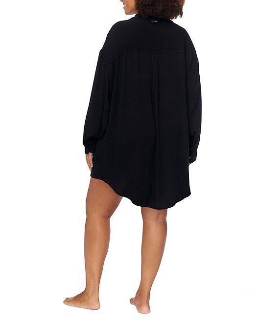Raisins Curve Plus Size Seychelles Point Collar Button Front Shirt Swim Cover-Up Product Image