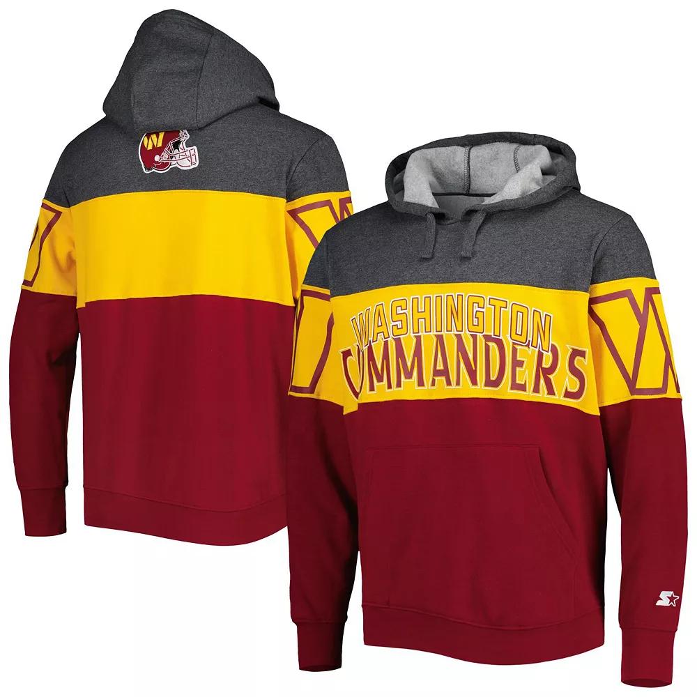 Men's Starter Heather Charcoal/Burgundy Washington Commanders Extreme Pullover Hoodie, Size: Small, Wft Grey Product Image