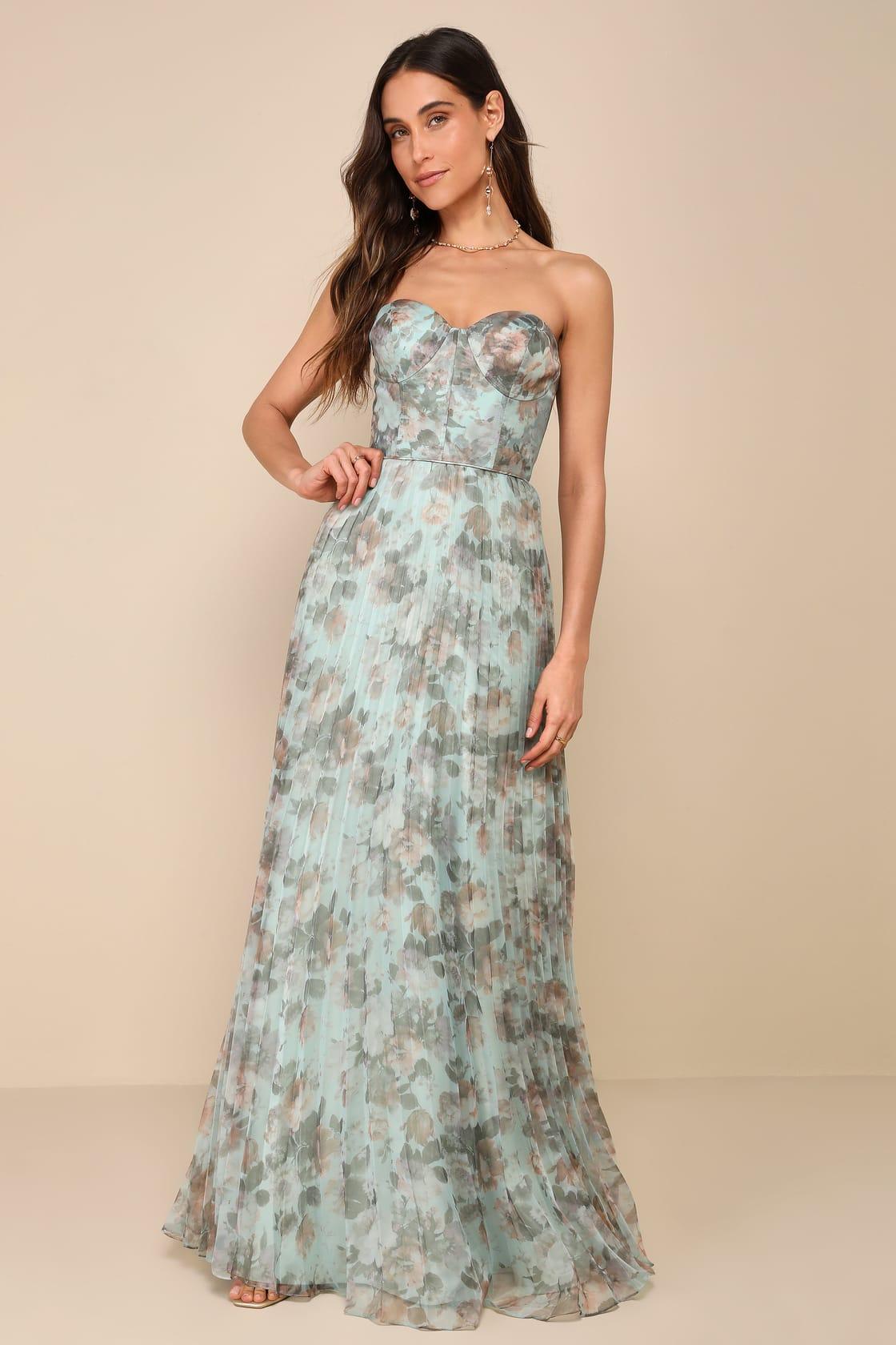Most Beautiful Day Sage Multi Floral Print Organza Maxi Dress Product Image