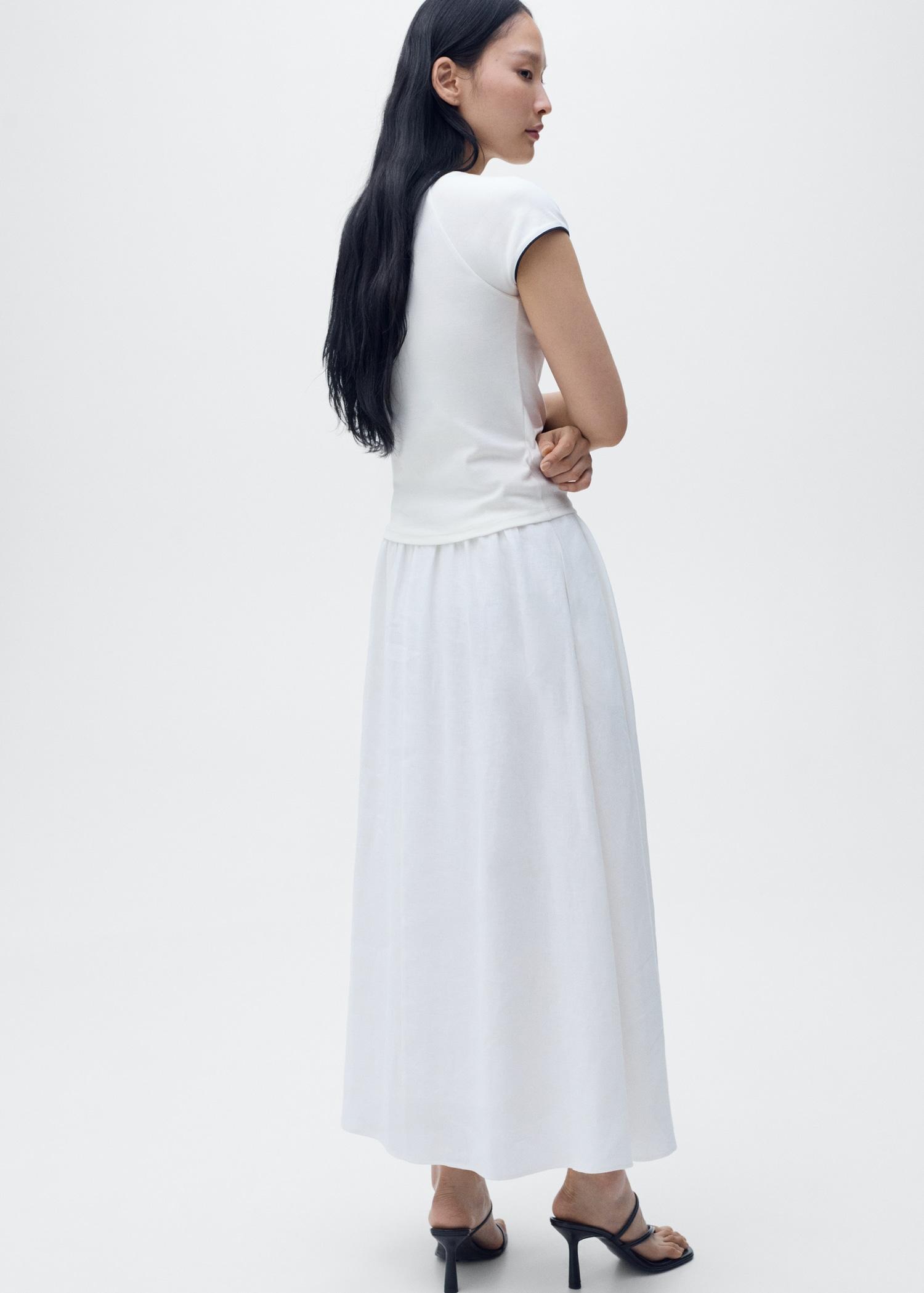 Cotton t-shirt with contrasting trim - Women | MANGO USA Product Image