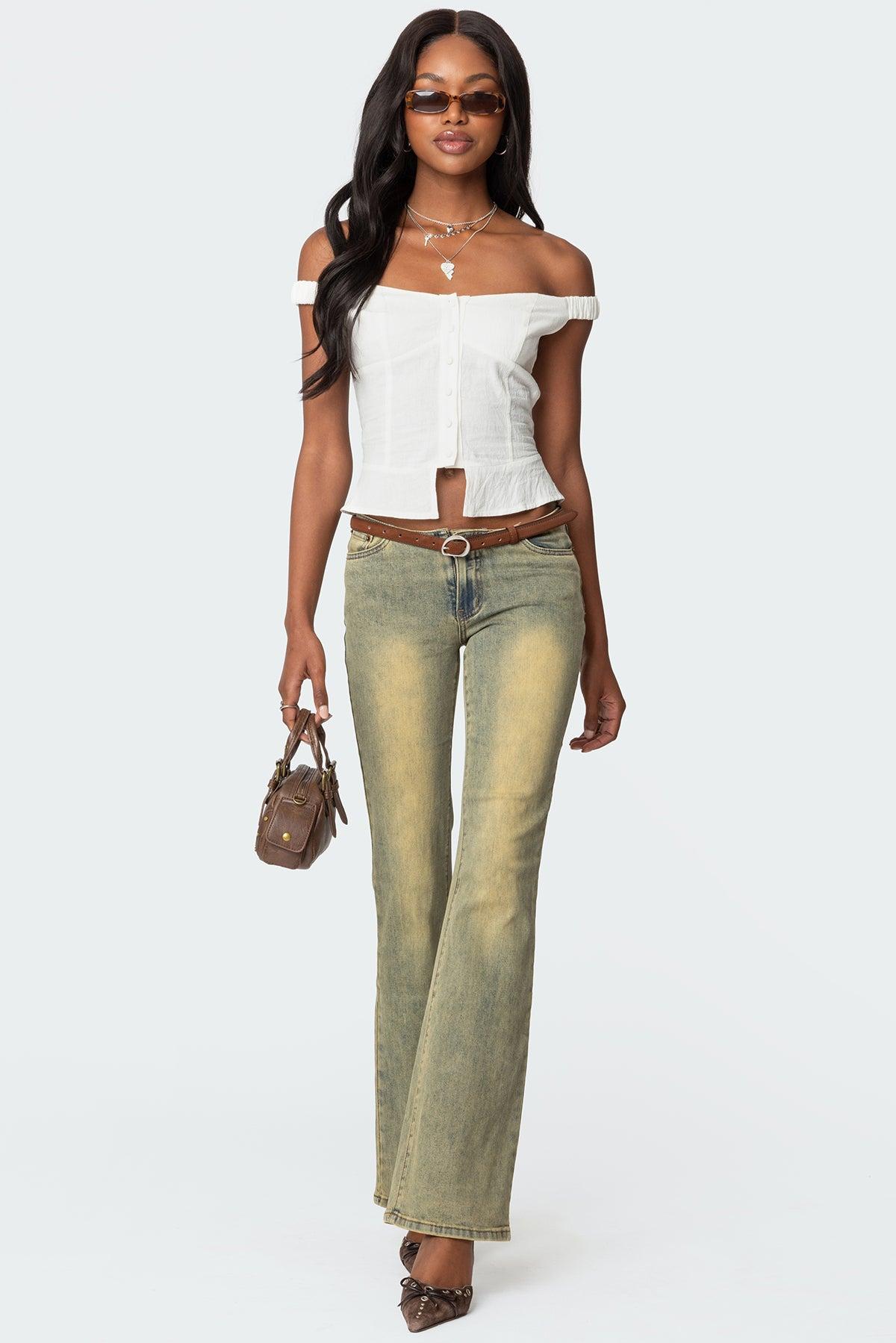 Ali Linen Look Off Shoulder Top Product Image