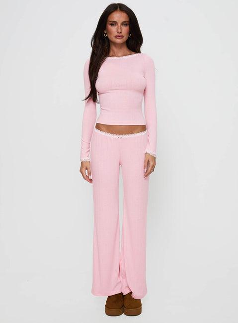 Whimsie Pointelle Sleep Pants Pink Product Image