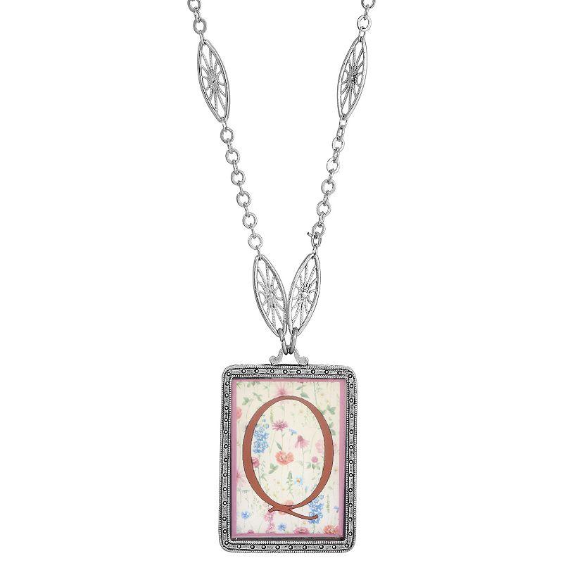 1928 Floral Motif Initial Pendant, Womens, Q Product Image