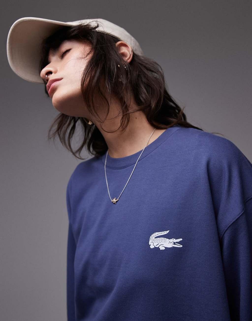 Lacoste loungewear sweatshirt in navy Product Image