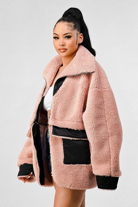 ATHINA OVERSIZED SHERPA WITH CONTRAST JACKET Product Image
