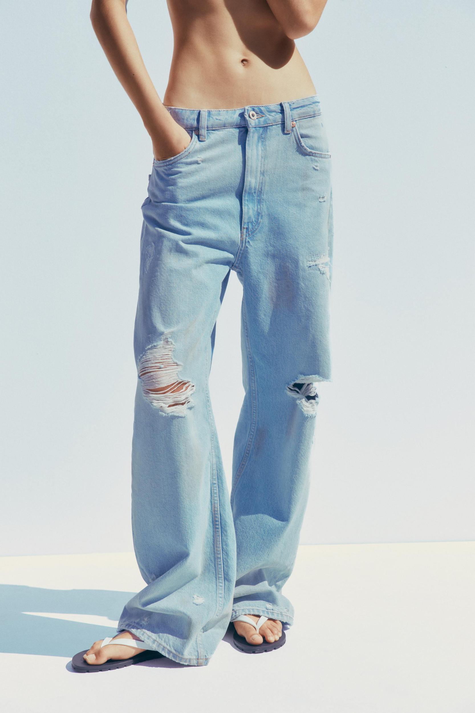 TRF MID-RISE RIPPED BAGGY JEANS Product Image