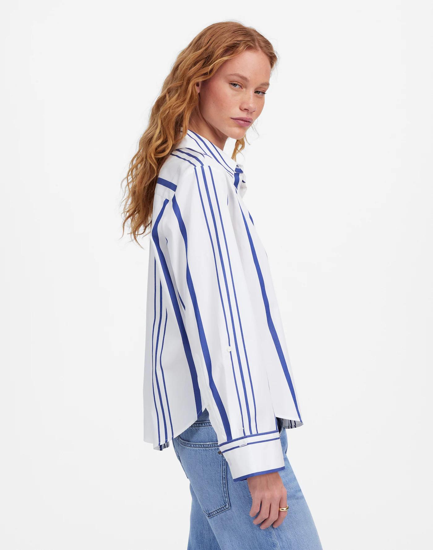 Poplin Easy Y-Neck Button-Up Shirt Product Image