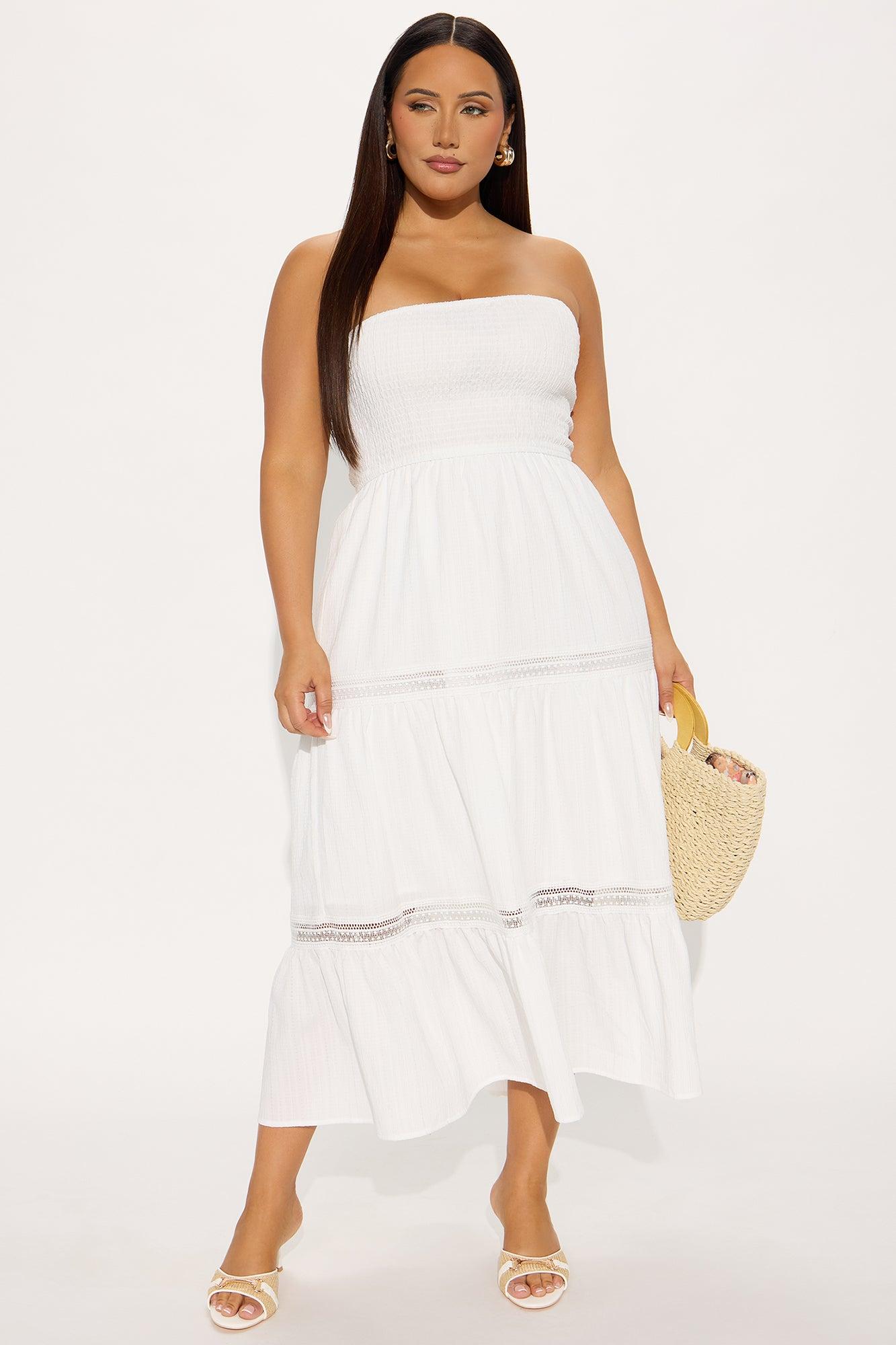 Tasmin Strapless Midi Dress - White Female Product Image