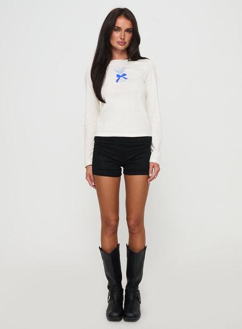 Martini Bow Long Sleeve Top Cream Product Image