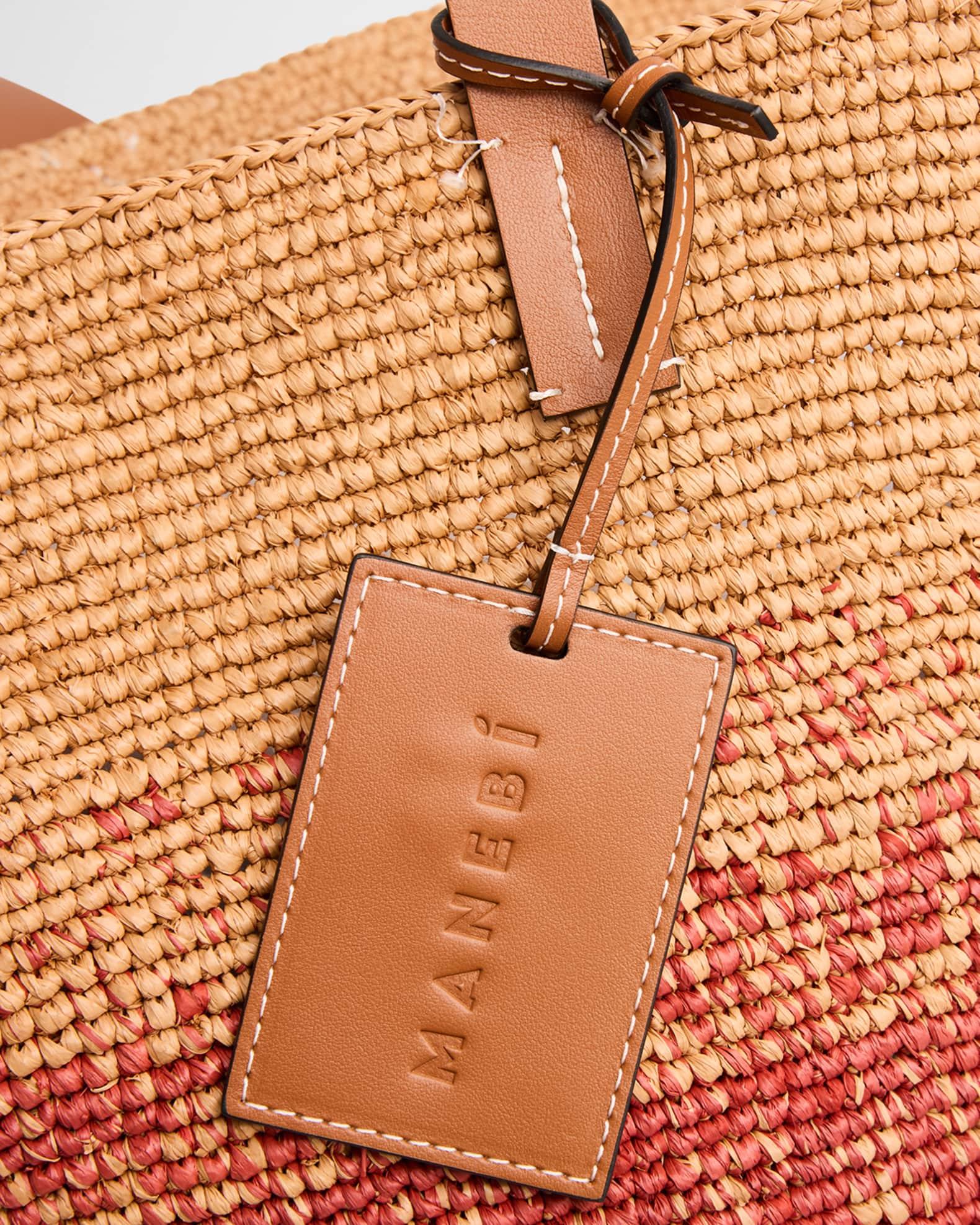 Two-Tone Raffia Basket Tote Bag Product Image