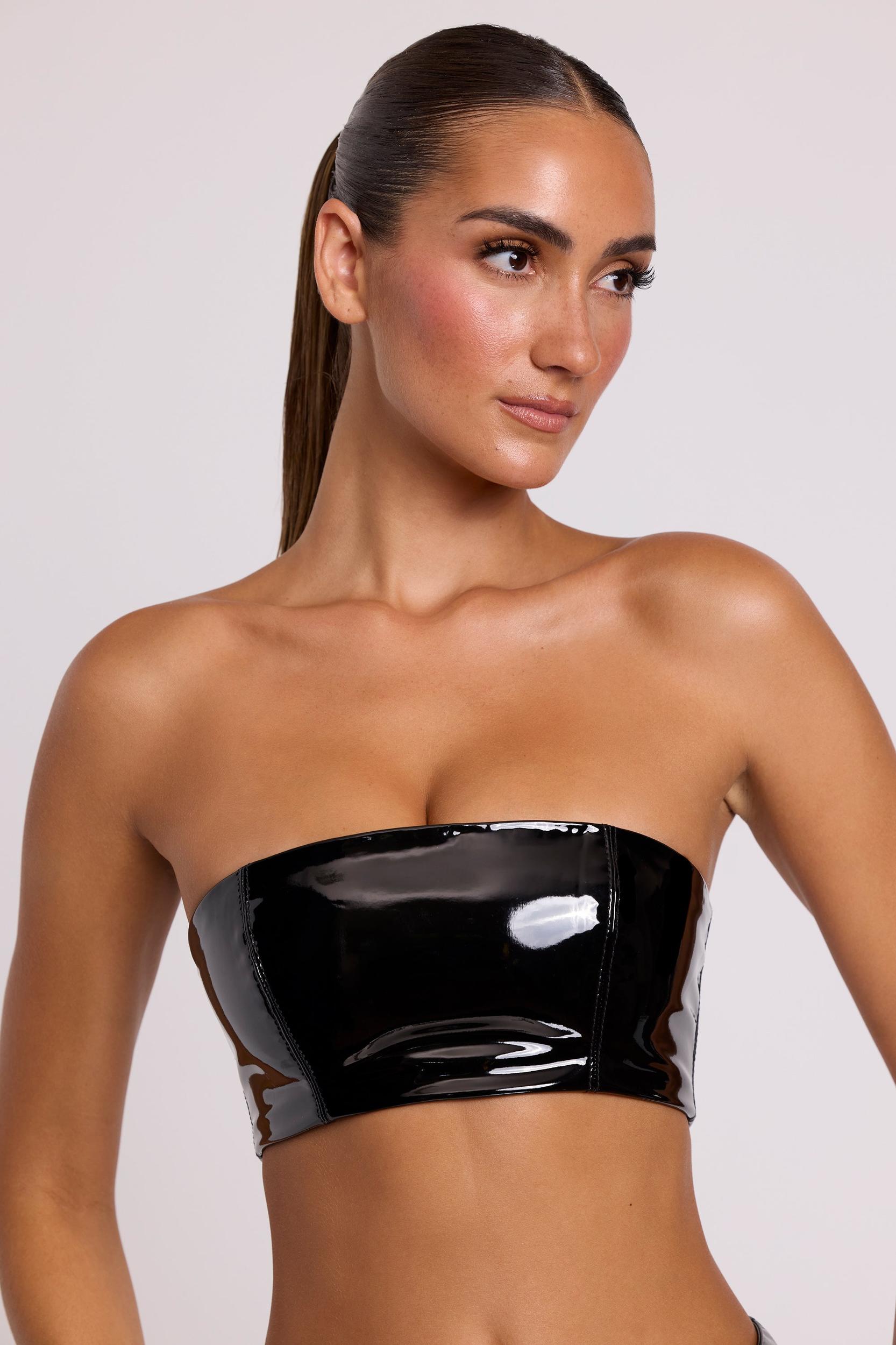 Vinyl Bandeau Bralette in Black Product Image