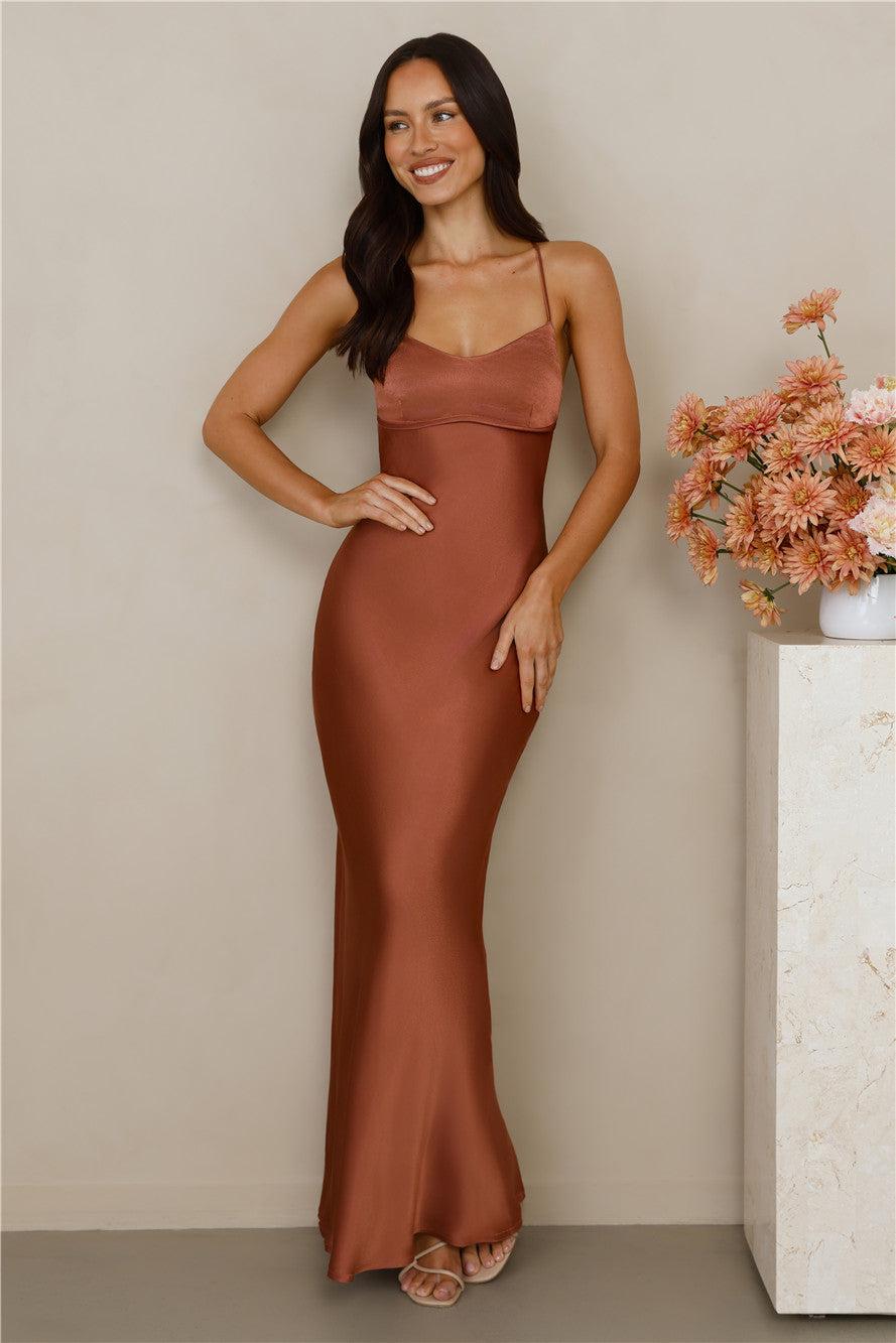 The Samara Satin Maxi Dress Copper Product Image