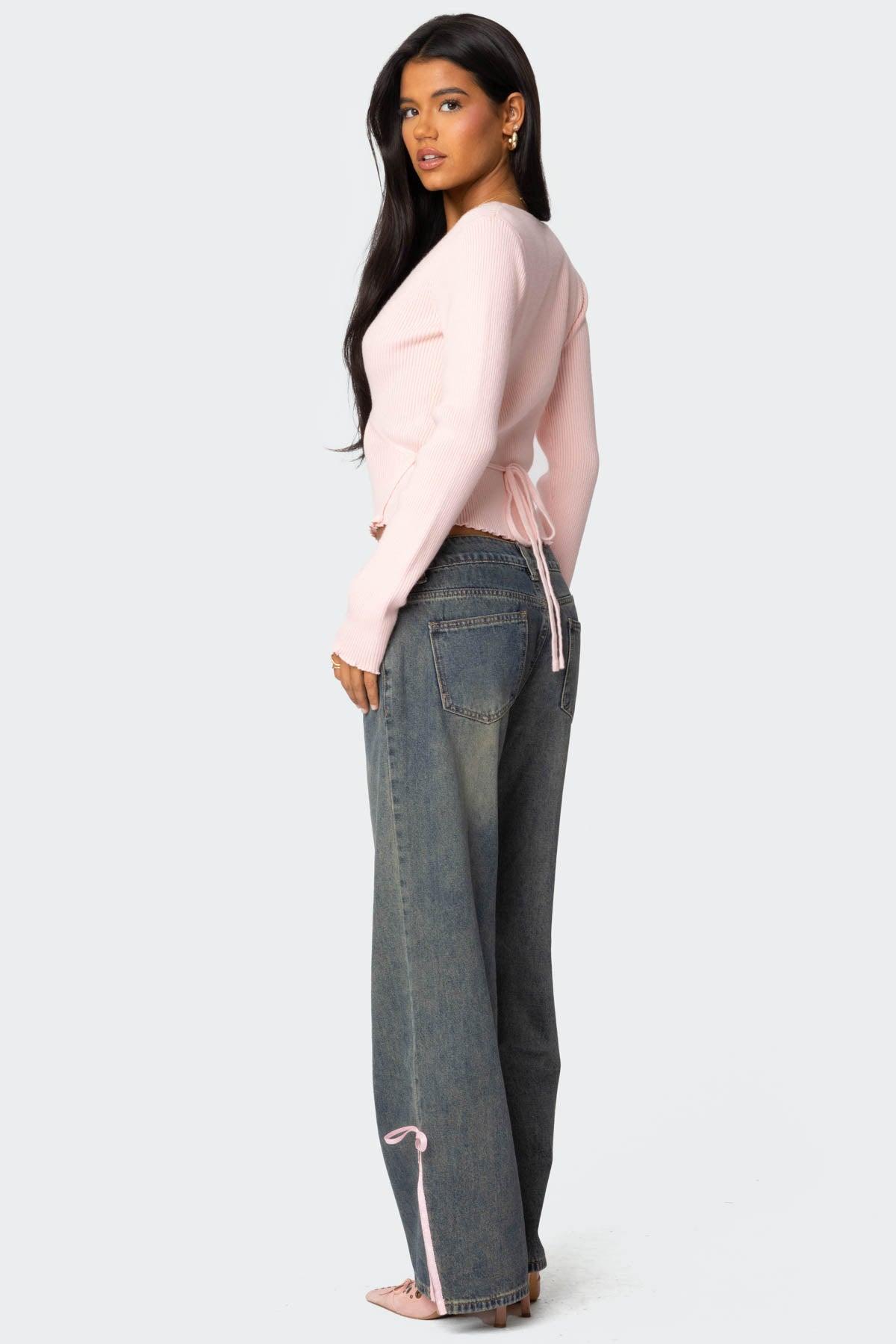 Paden Ribbed Knit Wrap Top Product Image