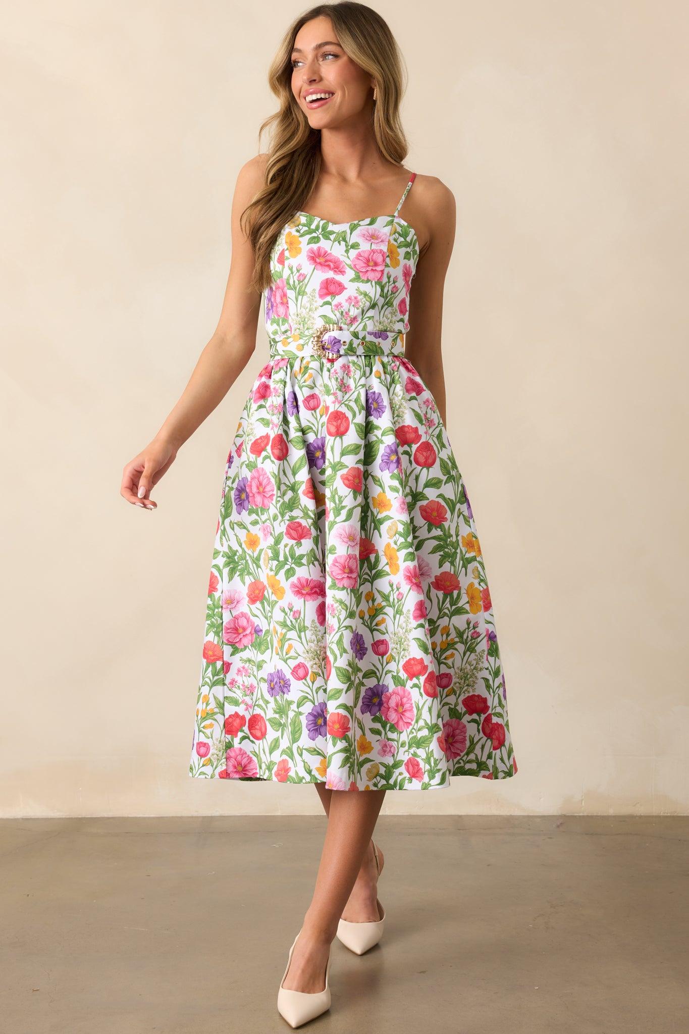 Lauren Secret Garden Floral Belted Cotton Midi Dress Product Image