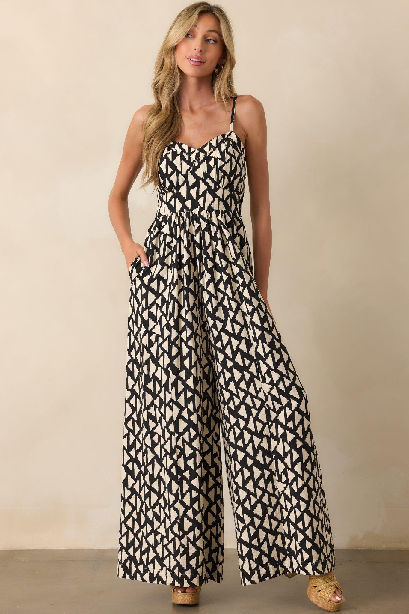 Gallery Stroll Black Geometric Print Jumpsuit Product Image