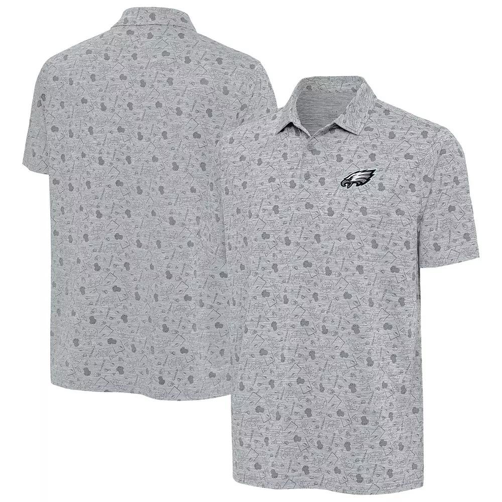 Men's Antigua Heather Gray Philadelphia Eagles Relentless Polo,  Product Image