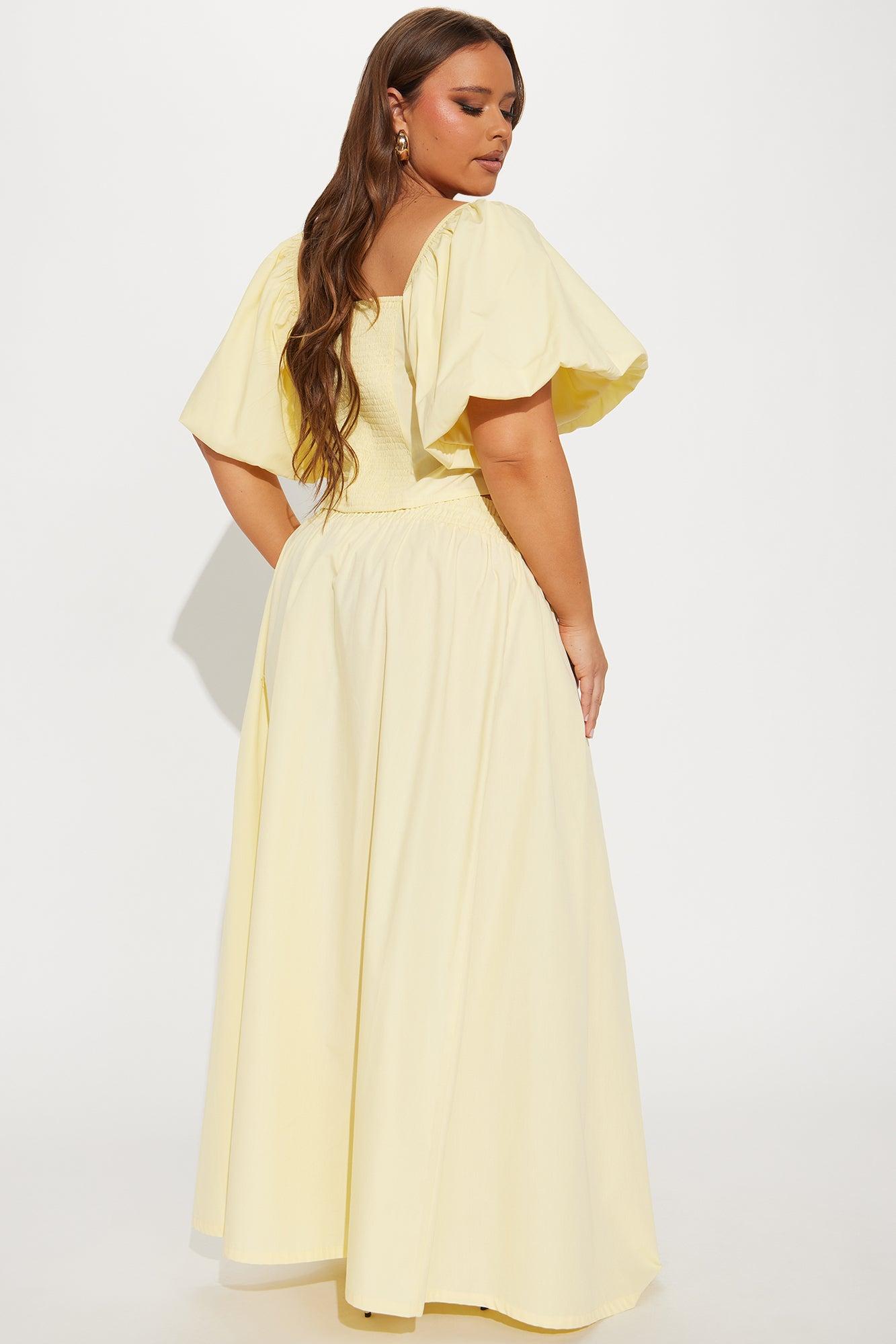 Let's Runaway Together Midi Skirt Set - Yellow Product Image