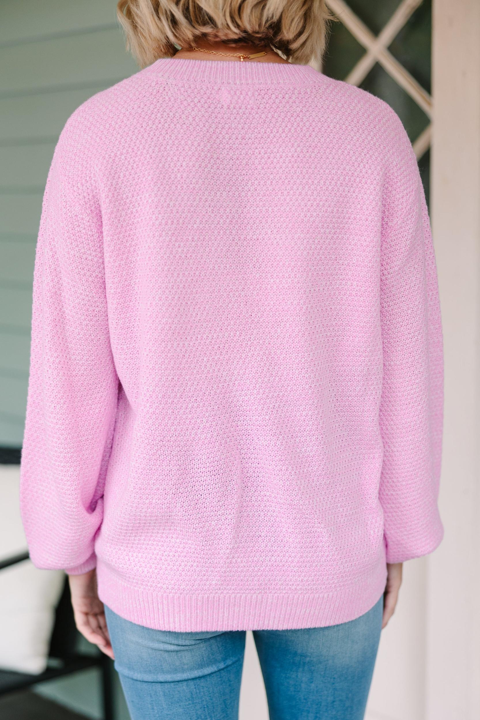 The Slouchy Bubblegum Pink Bubble Sleeve Sweater Female Product Image