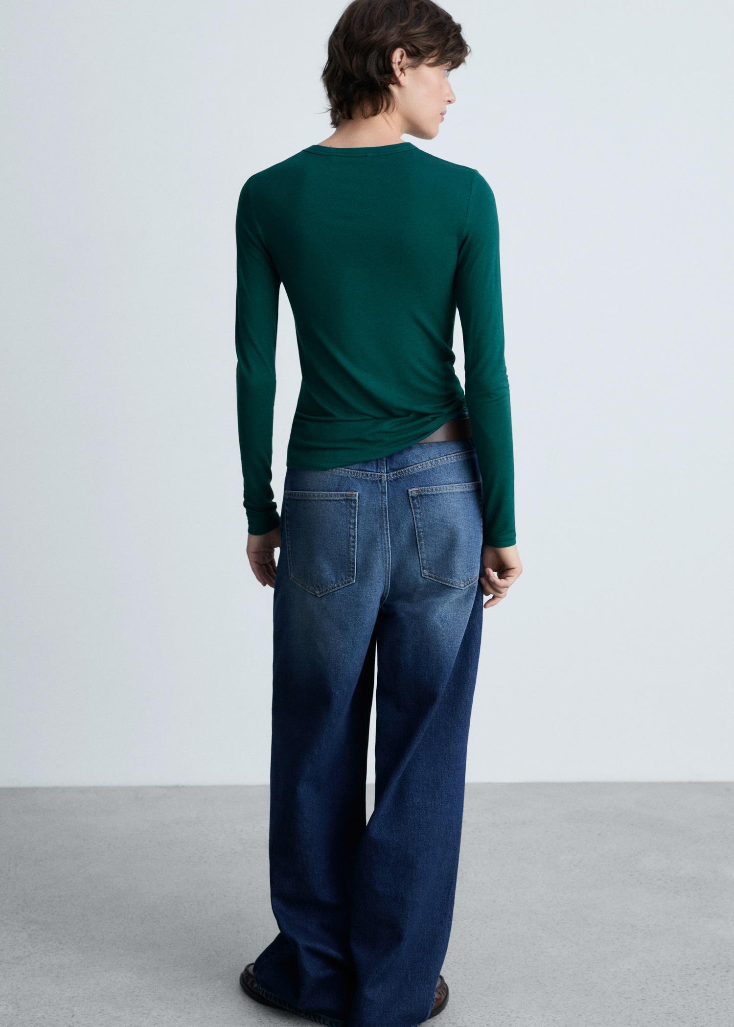 Round-neck long-sleeved t-shirt - Women | MANGO USA Product Image