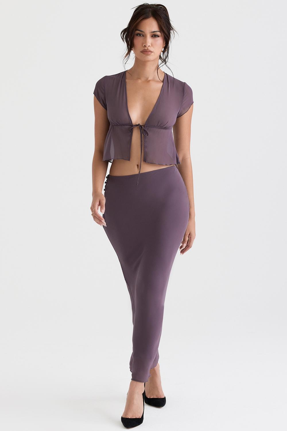 Dyana  dark mauve bias cut maxi skirt - sale Product Image