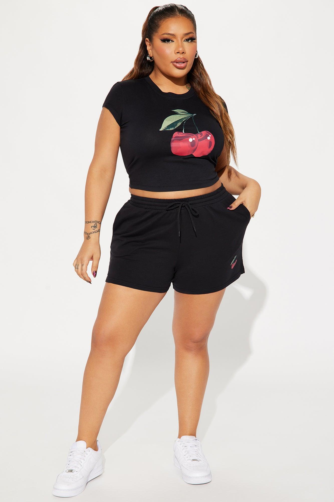 Sweet As Cherries Short Set - Black Product Image