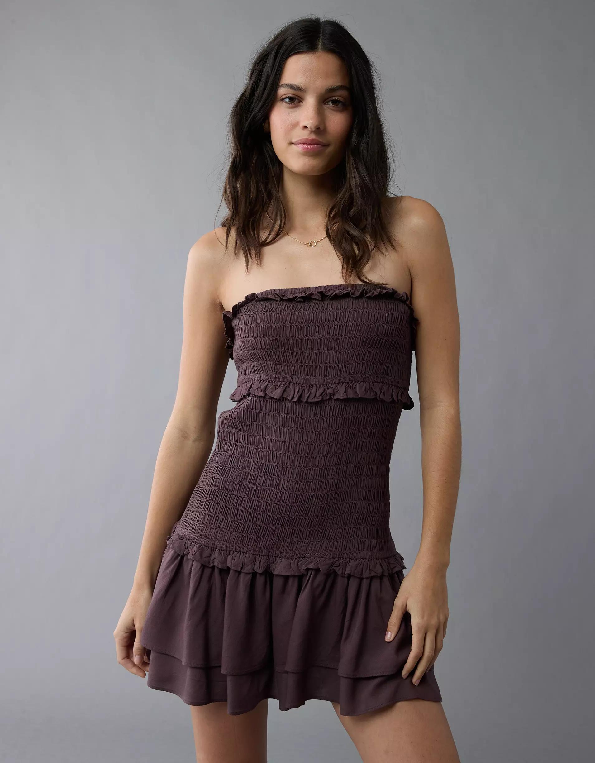 AE Smocked Ruffle Mini Dress Product Image