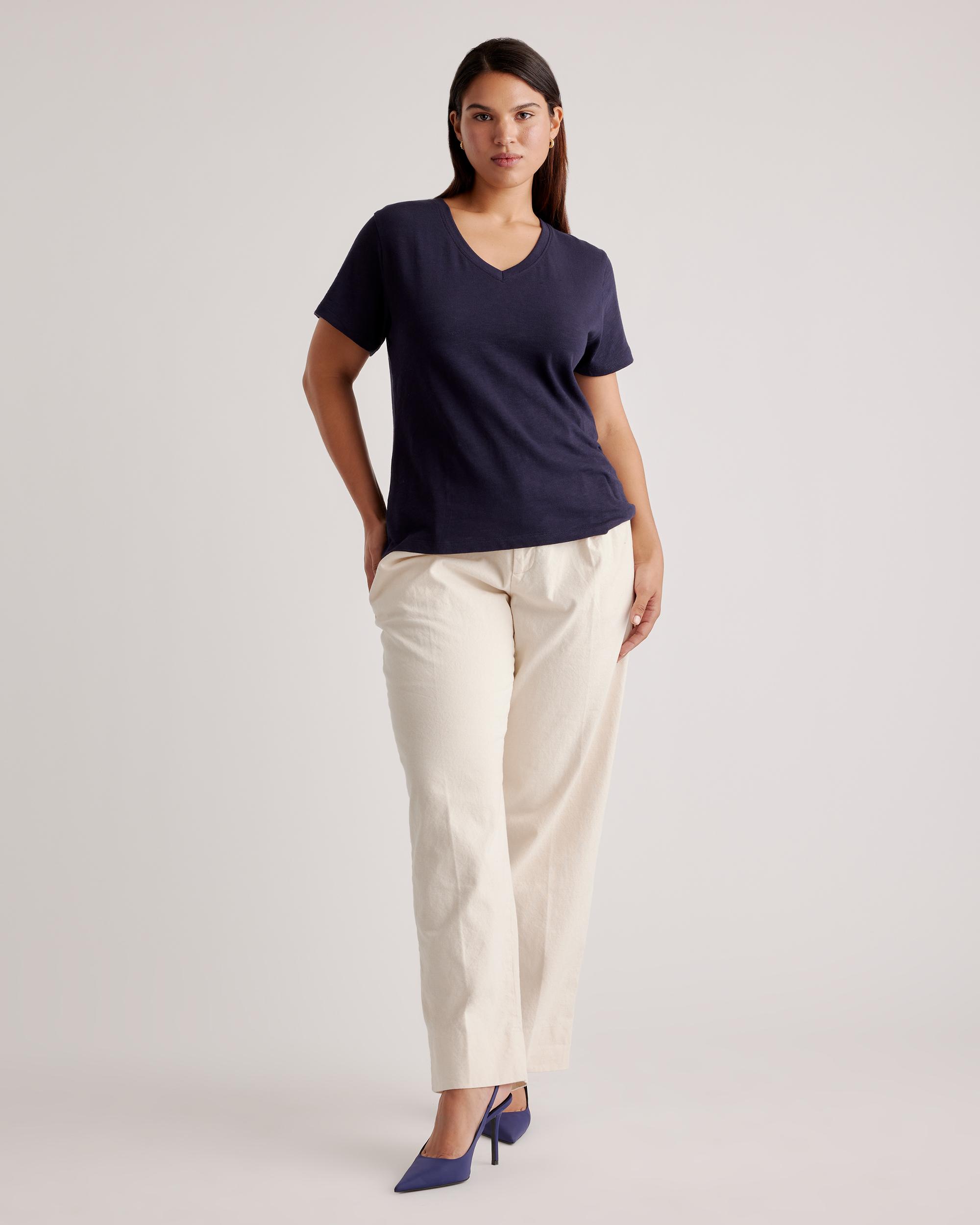 Quince | Women's Slub V-Neck T-Shirt Organic Cotton Product Image