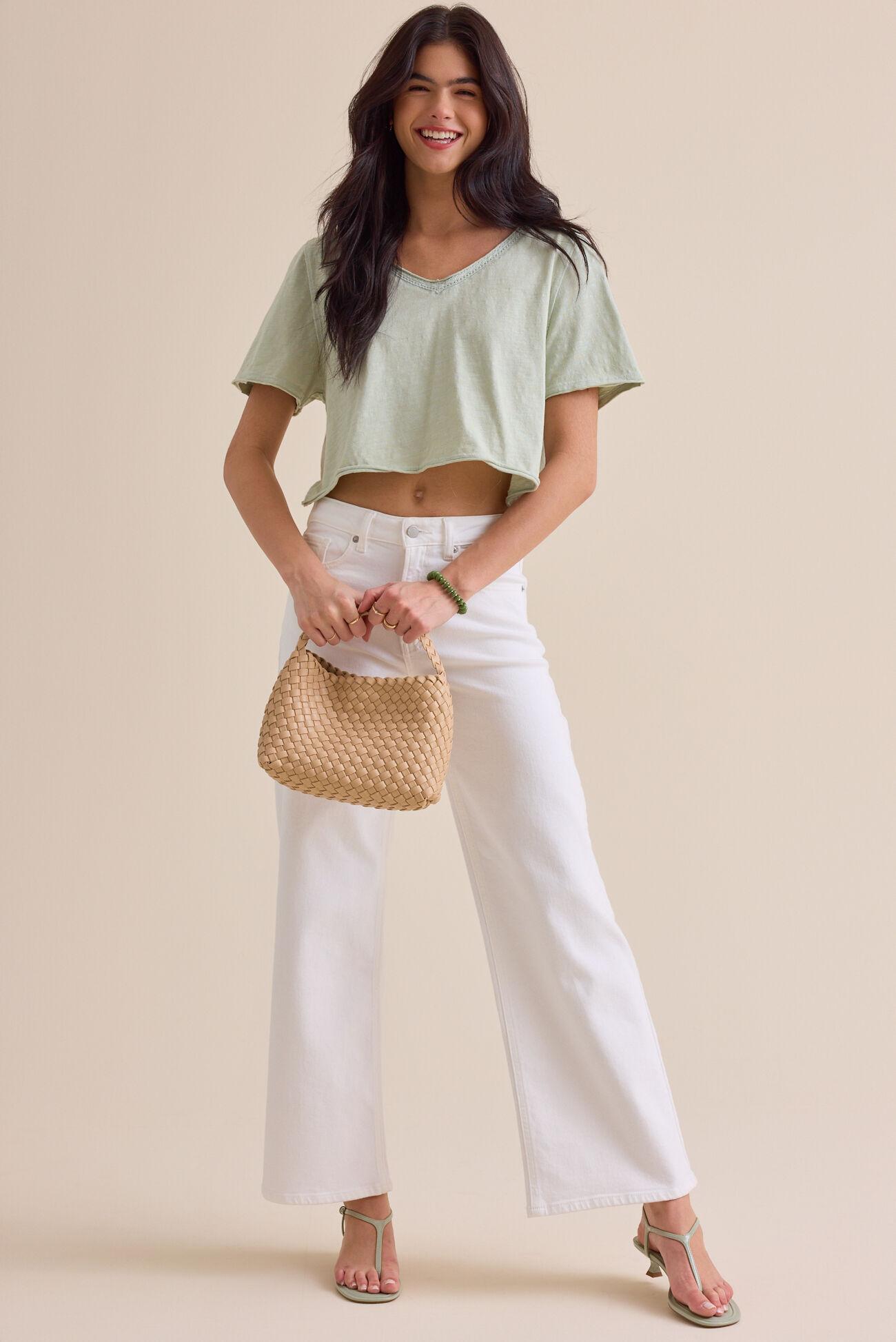 Vera Cropped Lace Tee Product Image