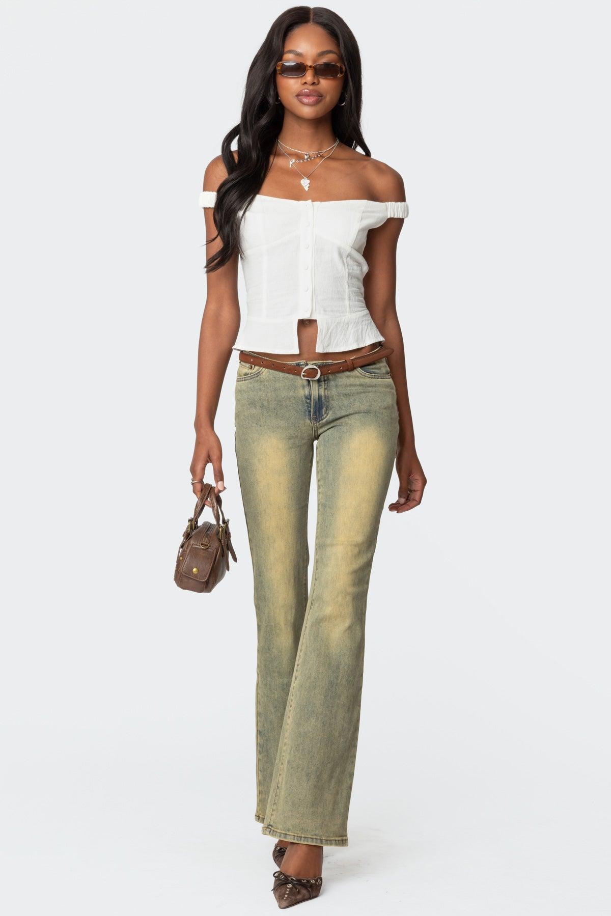 Ali Linen Look Off Shoulder Top Product Image