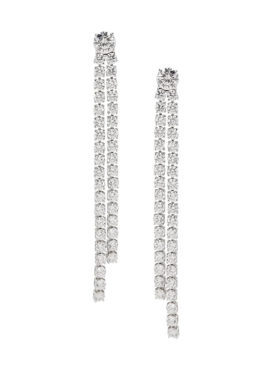 Womens Diana Rhodium-Plated & Cubic Zirconia Double Linear Earrings Product Image