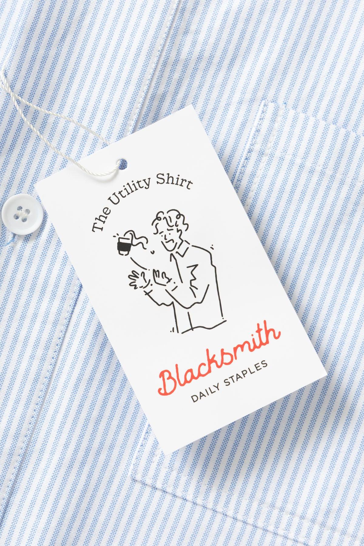 Blacksmith - 'Boxford' Short Sleeve Utility Shirt - Blue Stripe Product Image