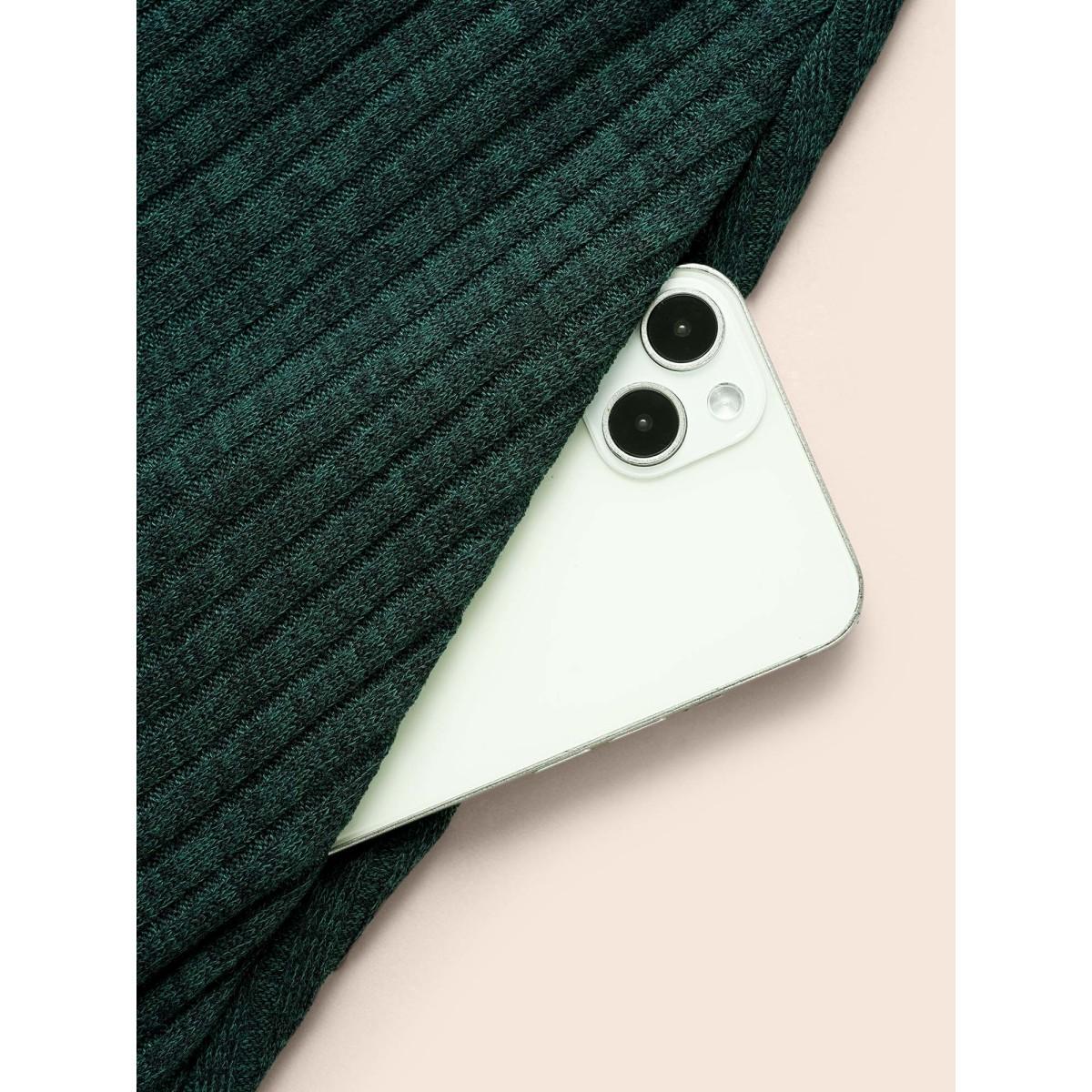 Plus Size Rib Knit Asymmetrical Neck Midi Dress DarkGreen Women Elegant Texture Asymmetrical Neck Long Sleeve Curvy BloomChic 26/4X Product Image