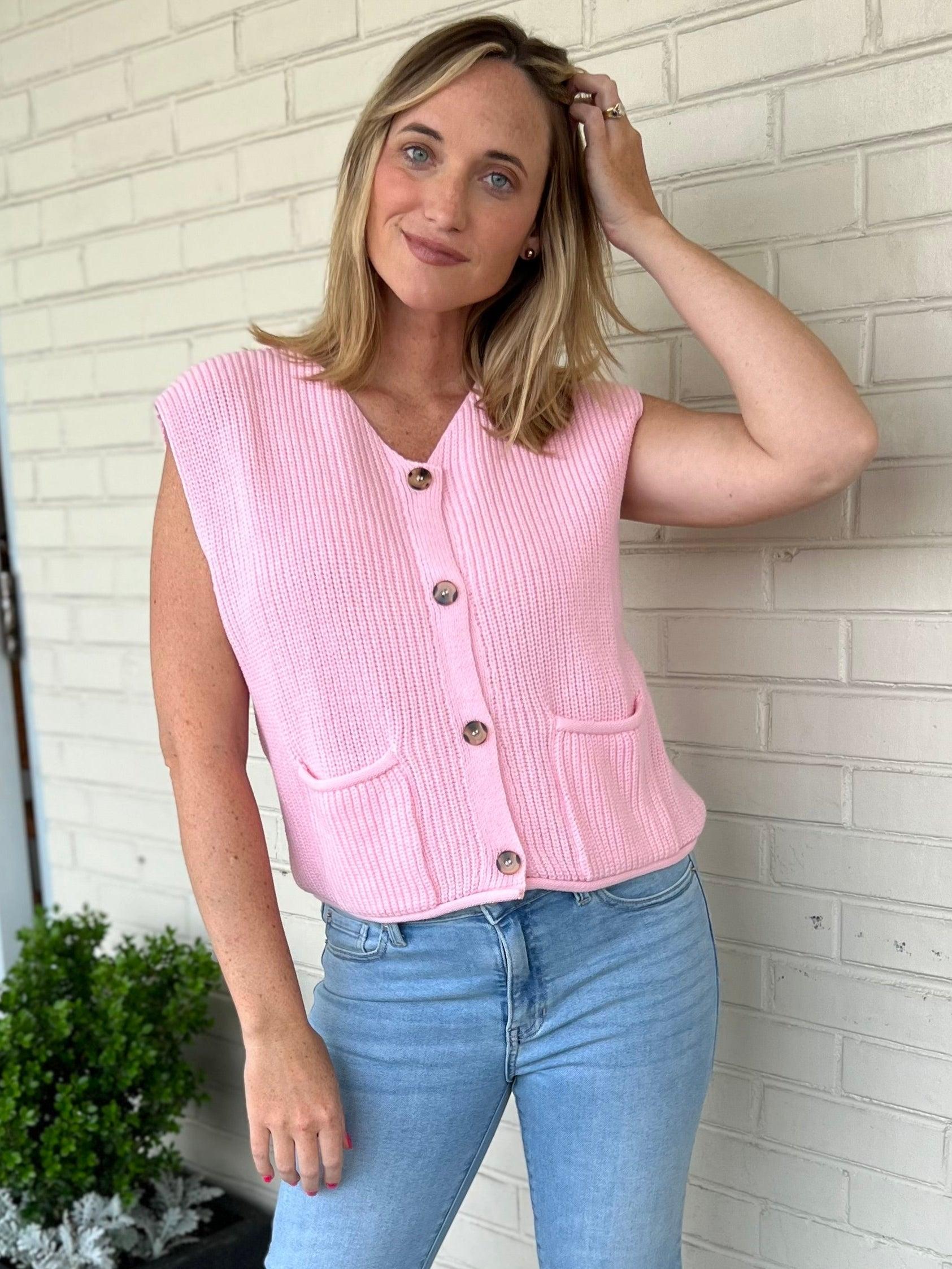 Leslie Sweater Button Front Vest Product Image