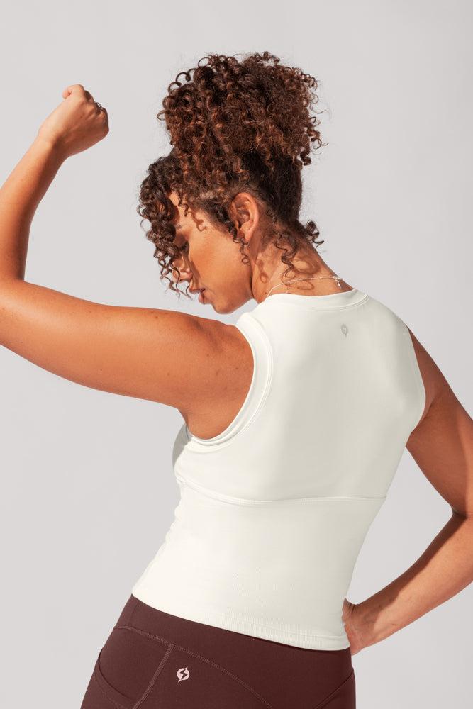 Peekaboo Crew Tank - Coconut Cream Product Image