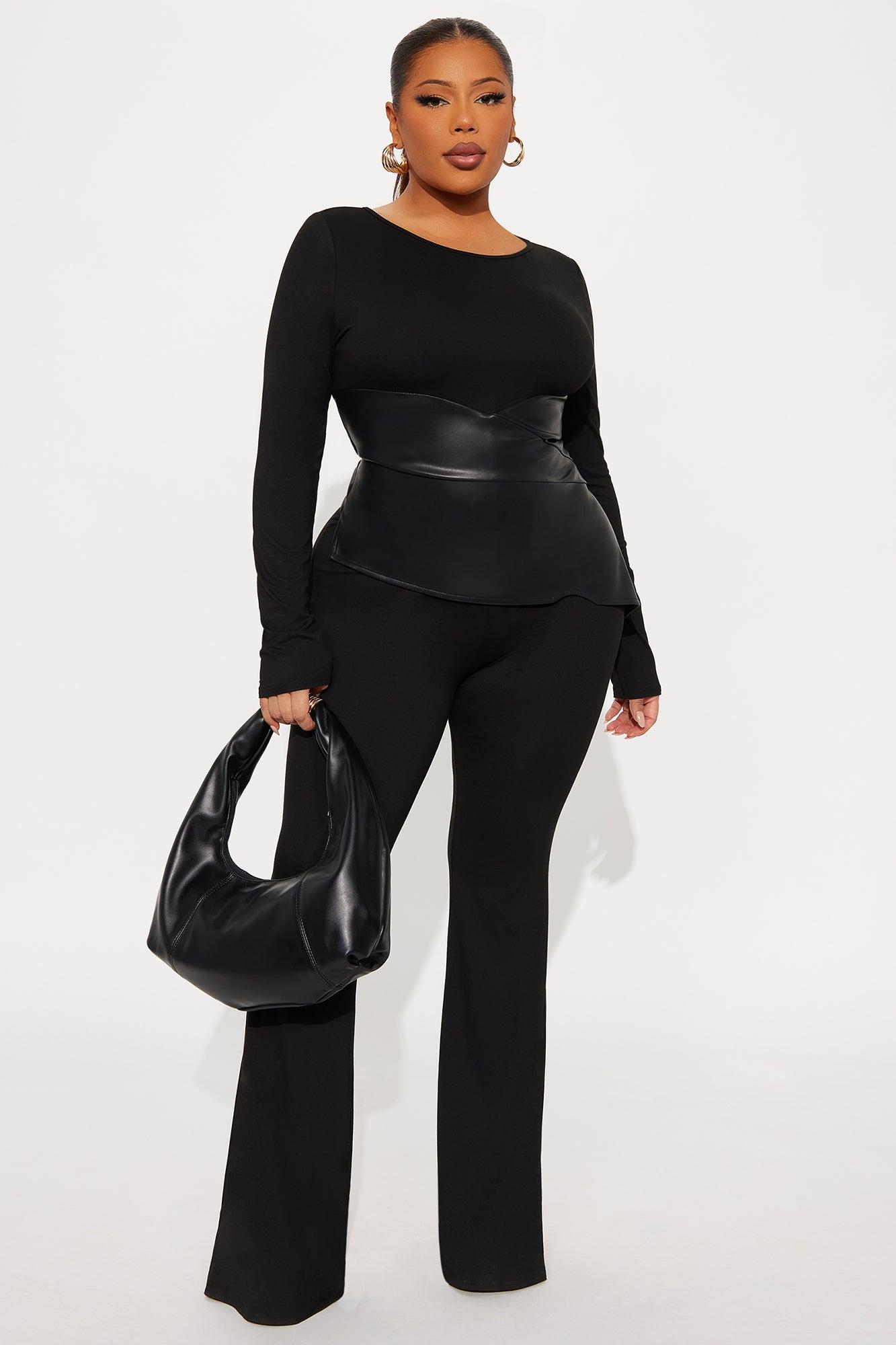 Skye Long Sleeve Corset Waist Jumpsuit - Black Female Product Image