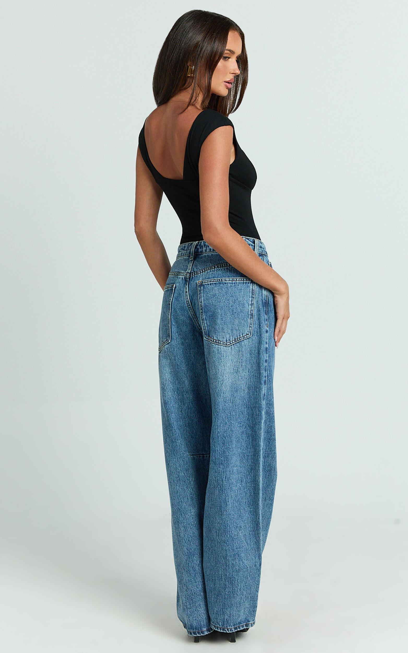 Juliette Bodysuit - Deep V Neckline Bodysuit in Black Product Image