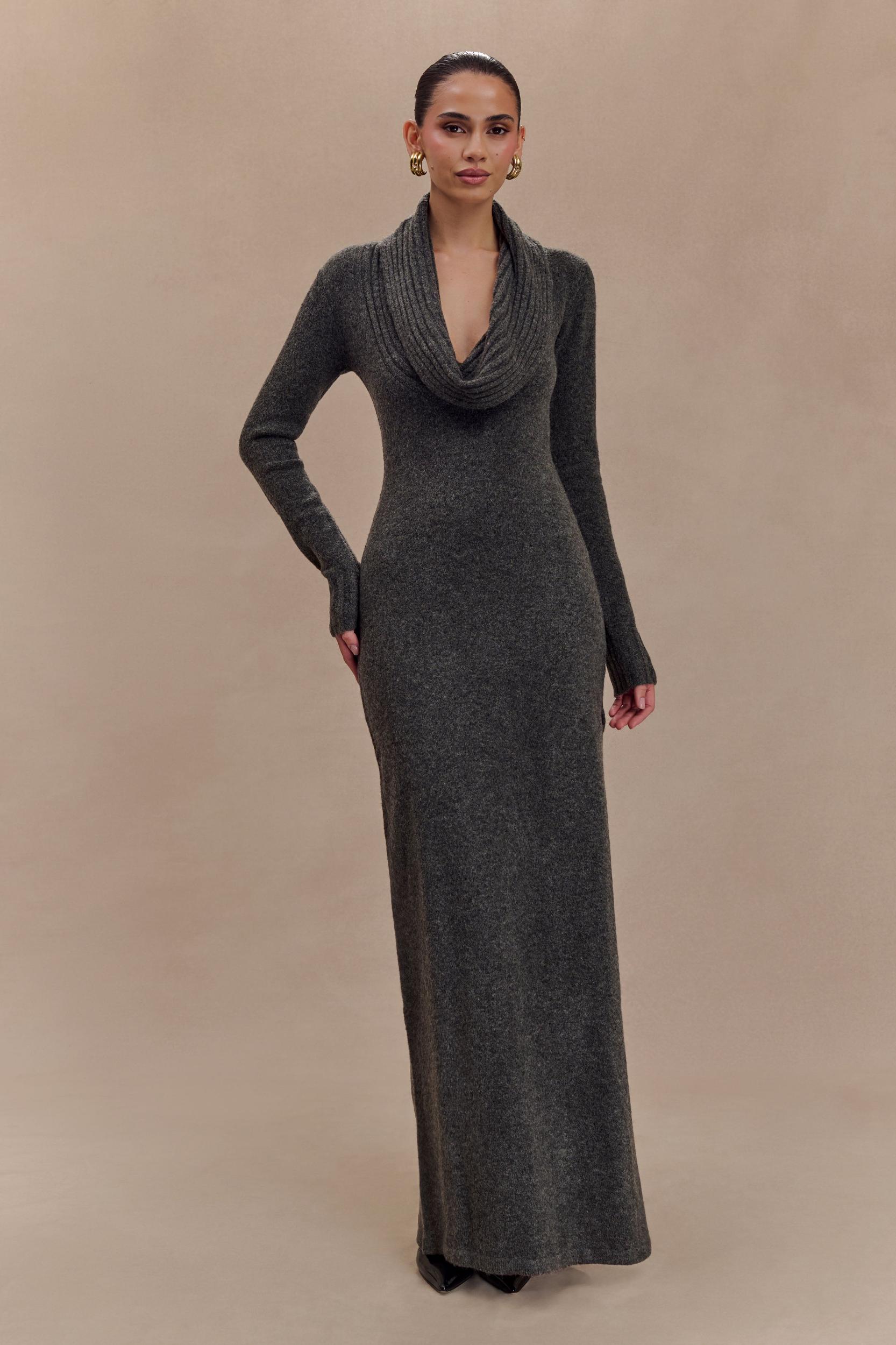 Alessandra Reversible Knit Maxi Dress - Charcoal Marle Product Image