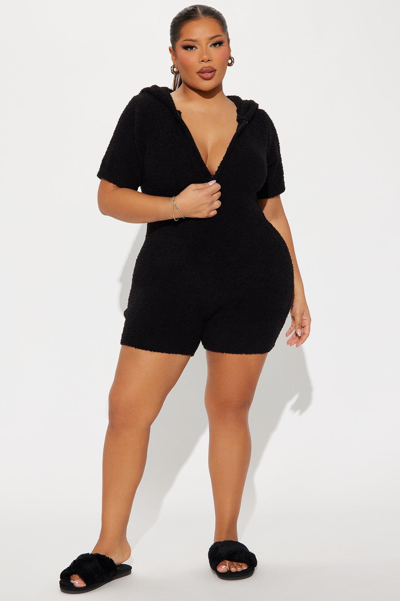 Cozy Era Short Sleeve Romper - Black Product Image