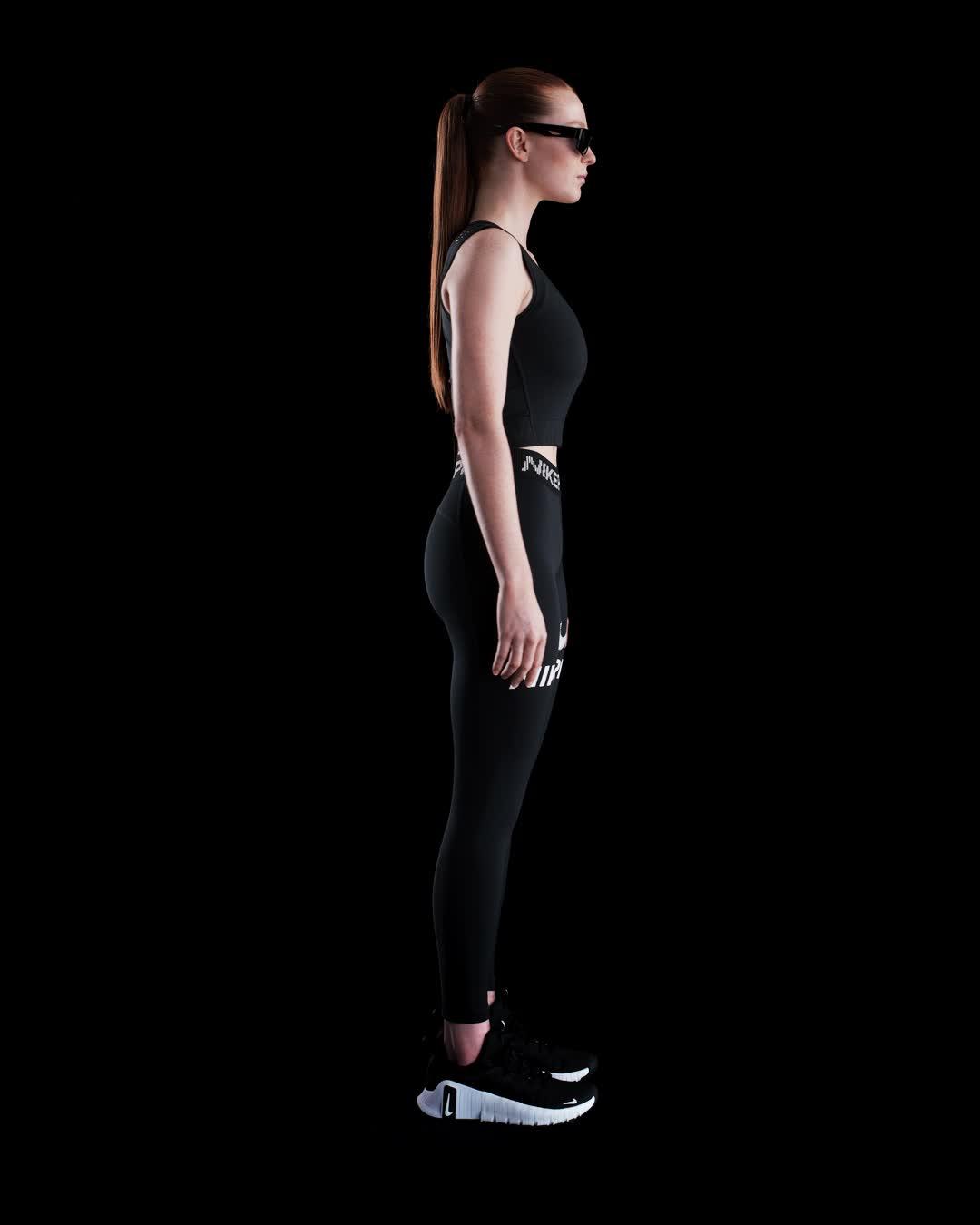 Womens Nike Pro Mid-Rise 7/8 Mesh-Panel Graphic Leggings | HV2306-010 Product Image