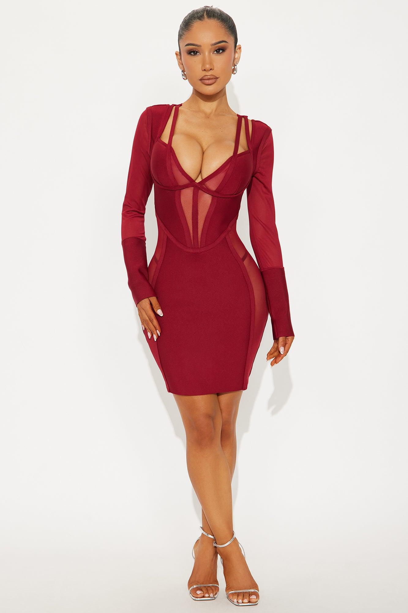 Tequila Nights Bandage Mini Dress - Wine Female Product Image