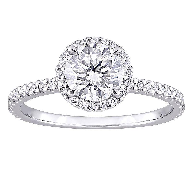 Stella Grace Sterling Silver Lab-Created Moissanite Halo Ring, Women's,  Product Image