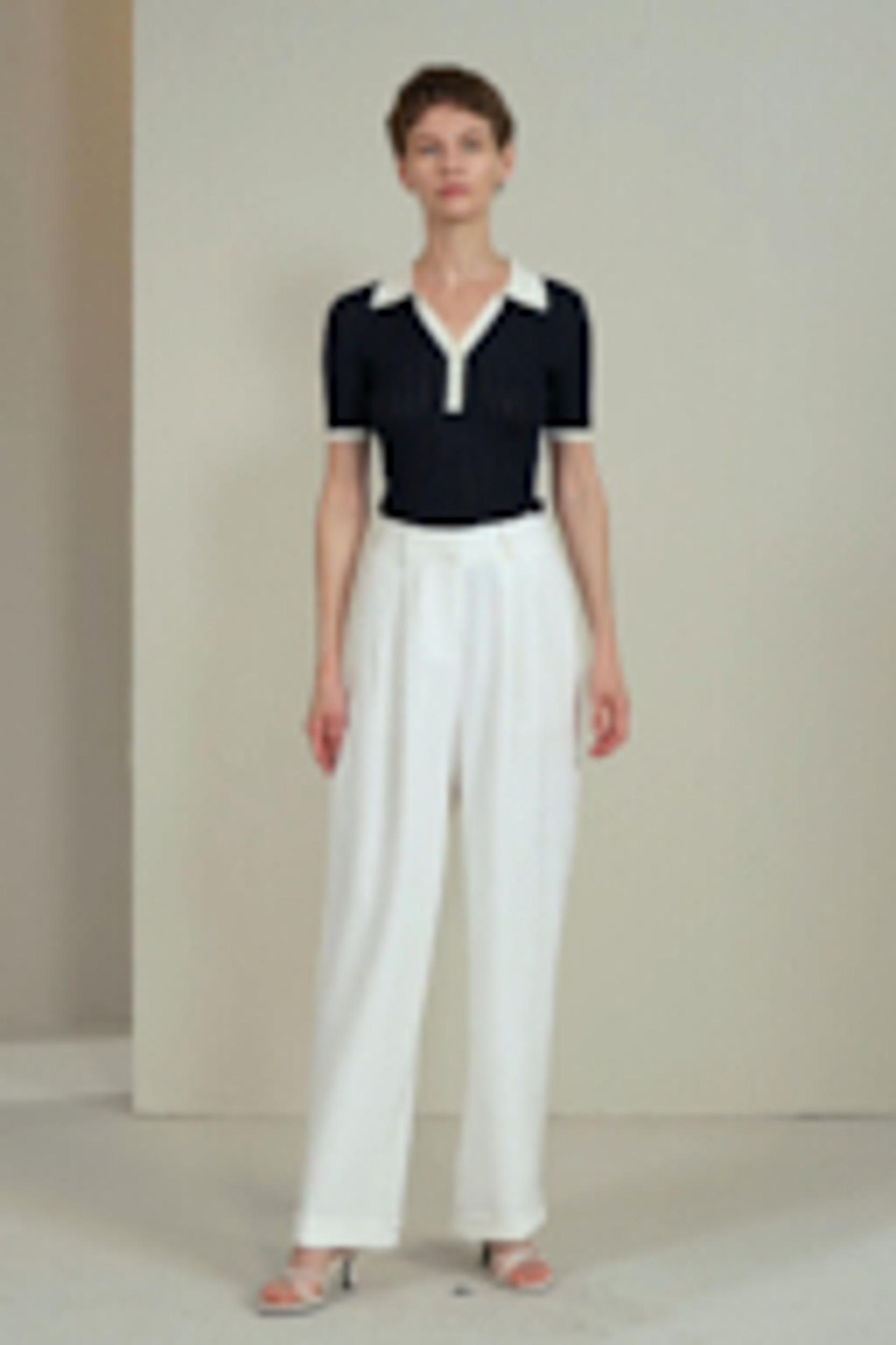 V Neck Ribbed Silk Knit Top Product Image