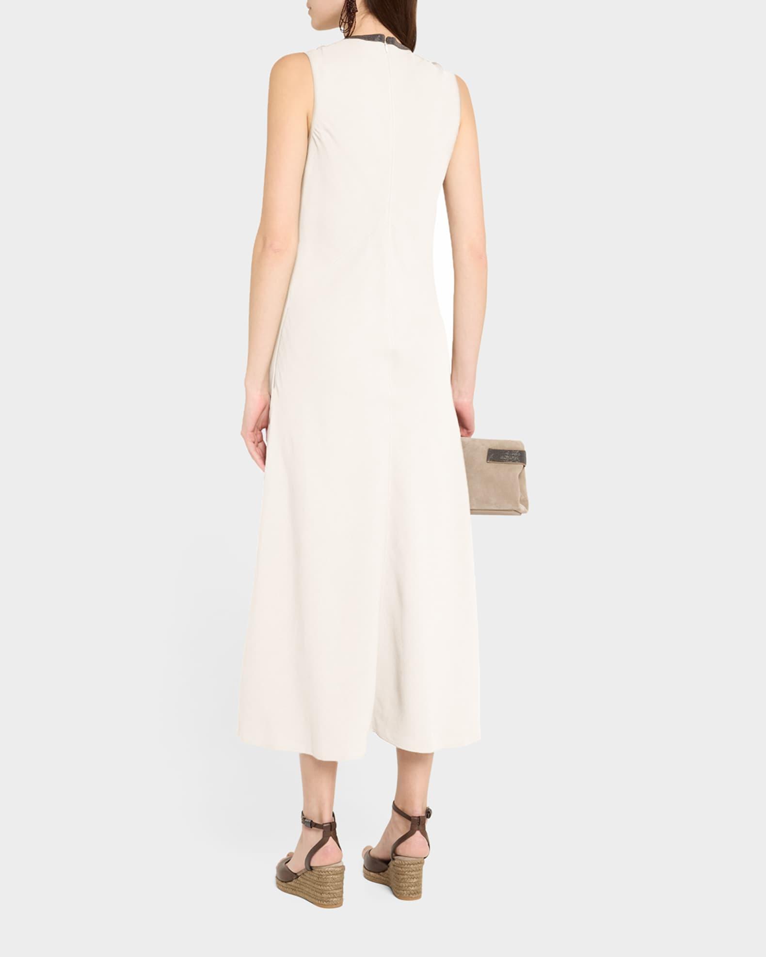 Monili Neckline Linen Twill Dress Product Image
