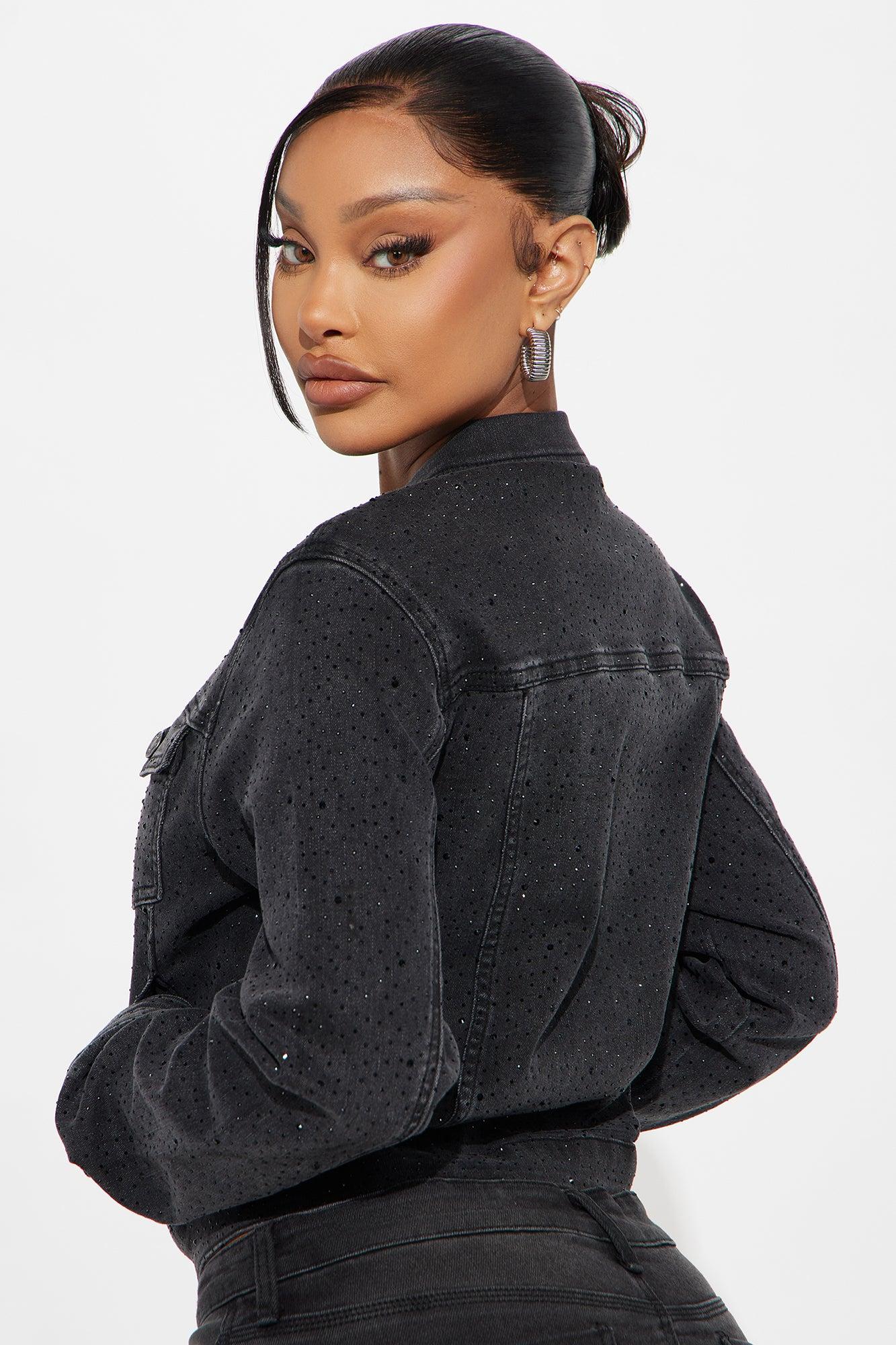 Spread The Sparkle Denim Jacket - Black Wash Product Image